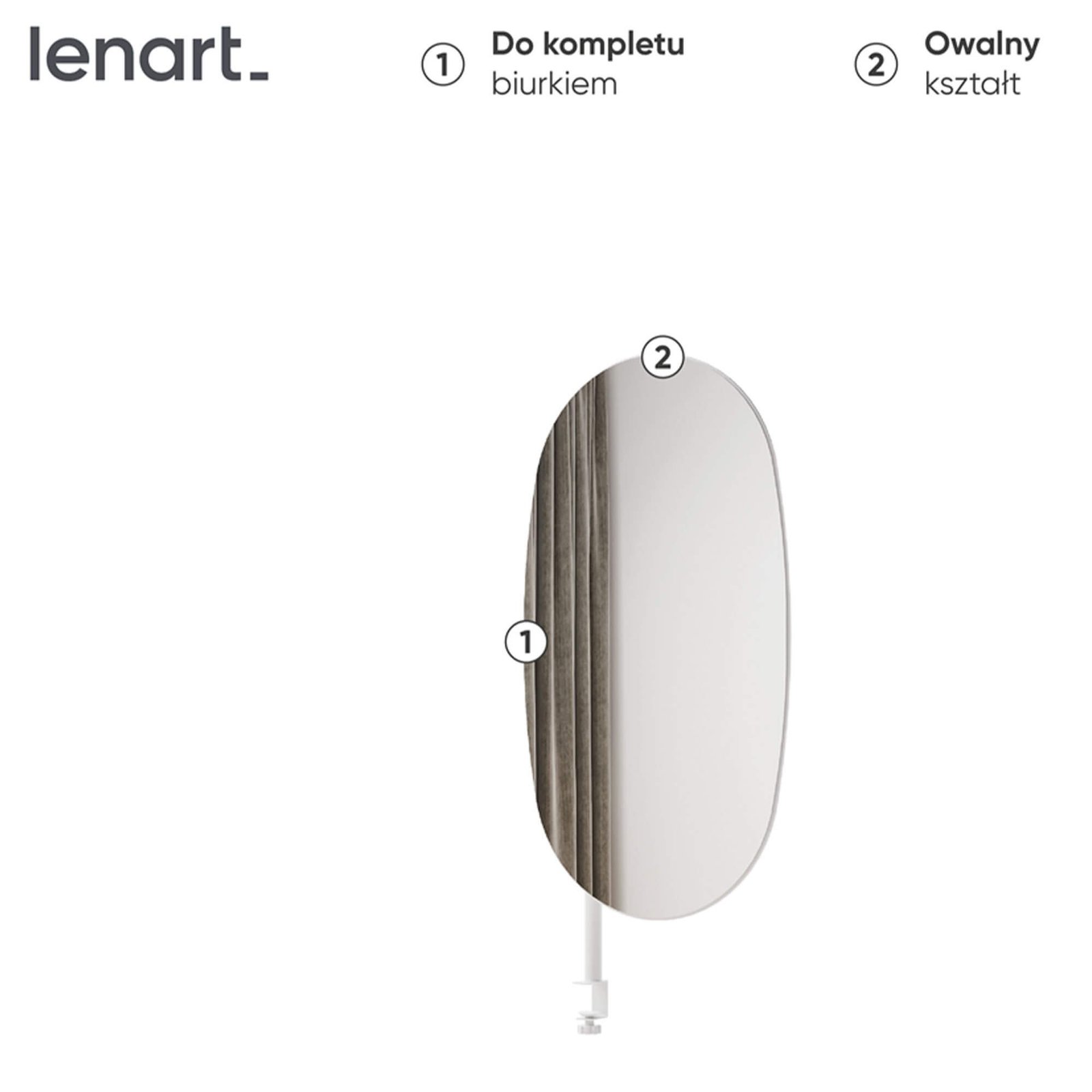 MATCH MU-01 oval mirror | White handle | MATCH table element - Image 2