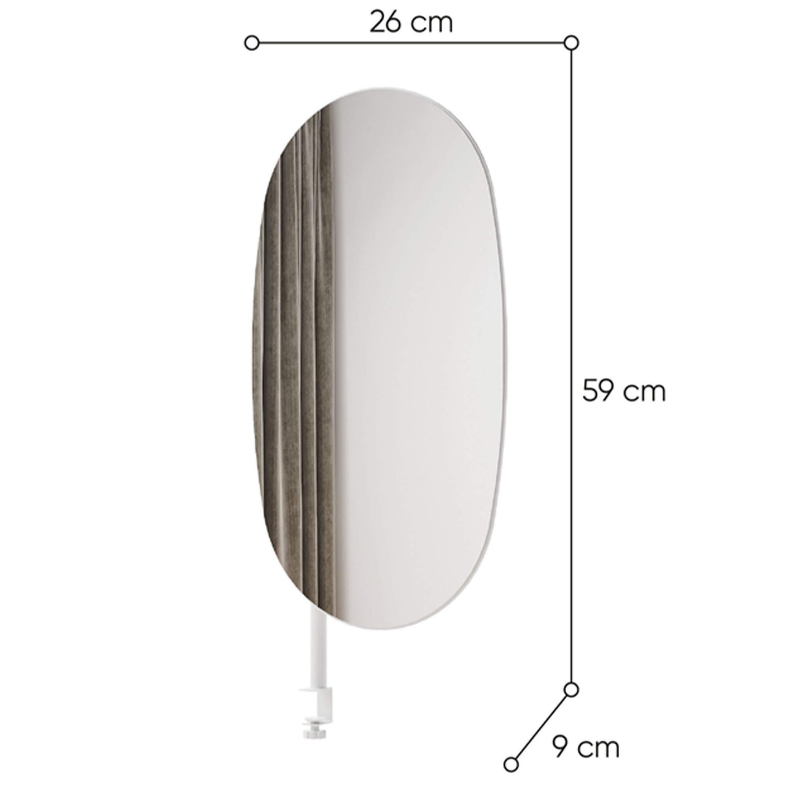 MATCH MU-01 oval mirror | White handle | MATCH table element - Image 3