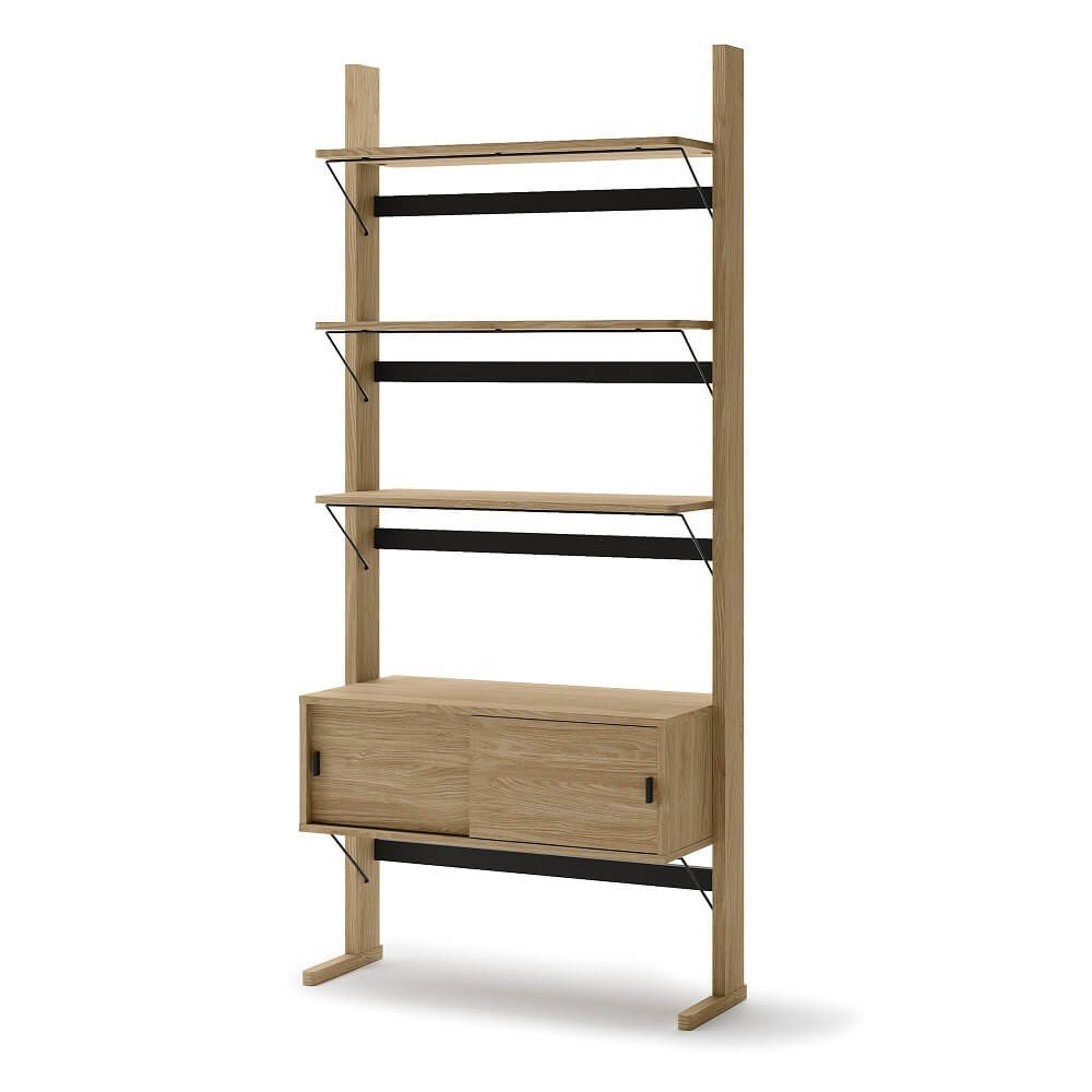 OLLIE OL-01 wooden shelf | 88x193x40 | Oiled oak, black