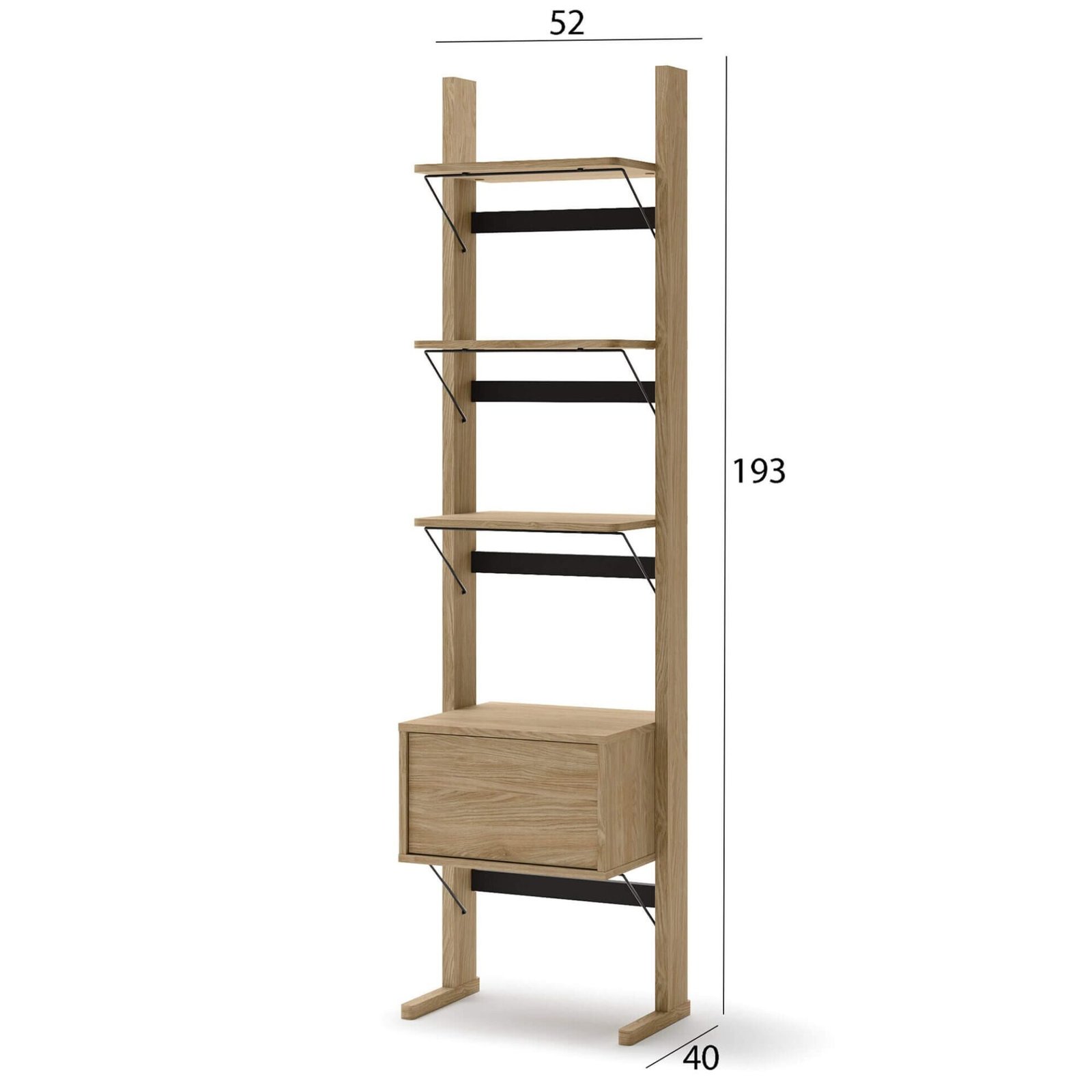 OLLIE OL-02 wooden shelf | 52x193x40 | Oiled oak, black - Image 6