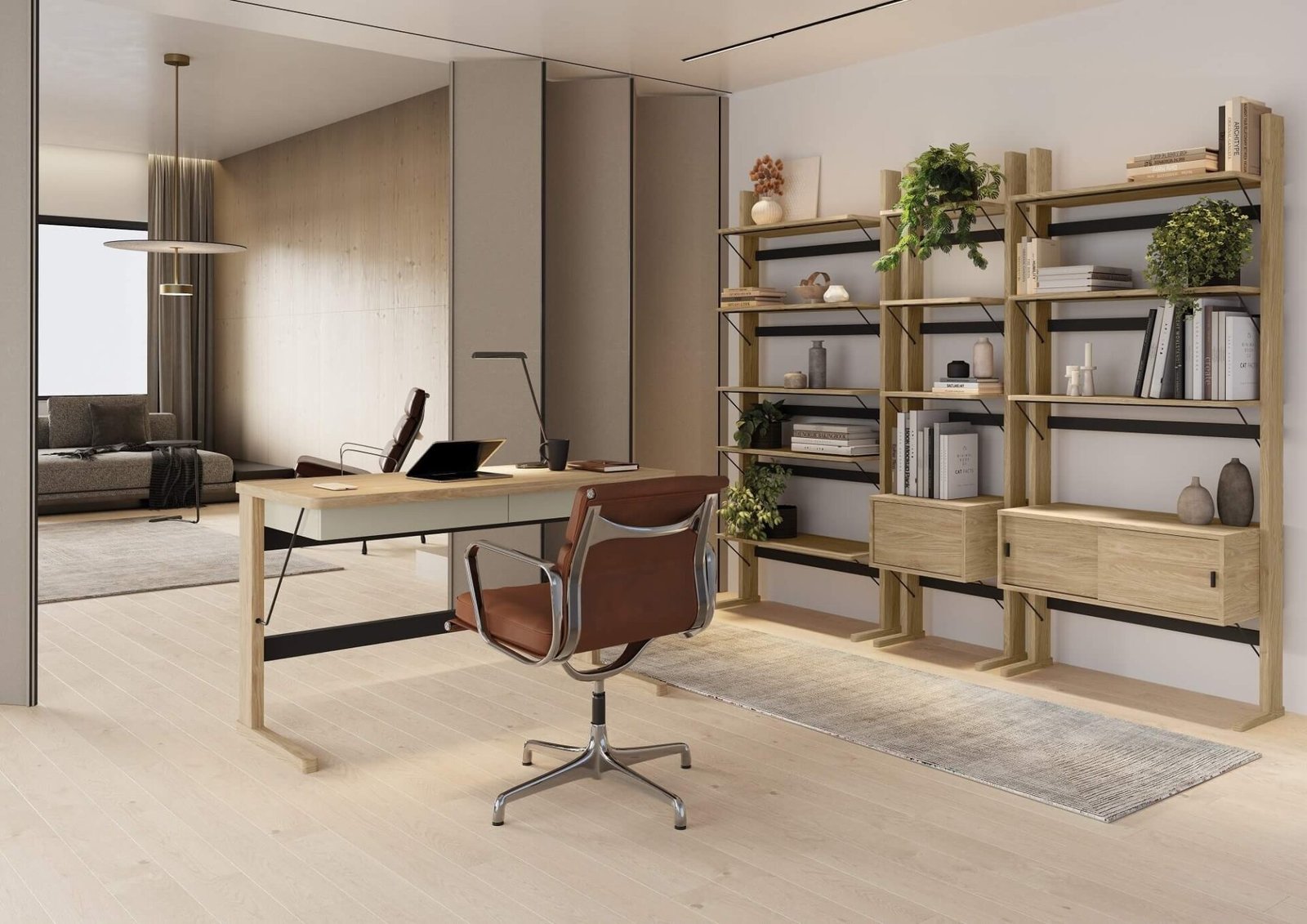 OLLIE OL-02 wooden shelf | 52x193x40 | Oiled oak, black - Image 2