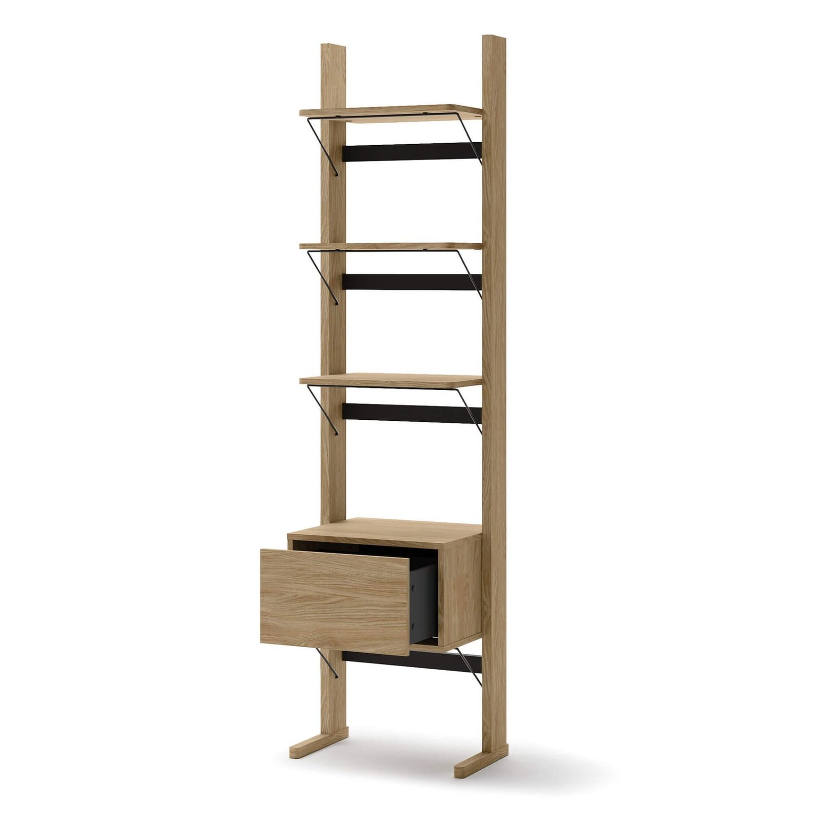 OLLIE OL-02 wooden shelf | 52x193x40 | Oiled oak, black - Image 3