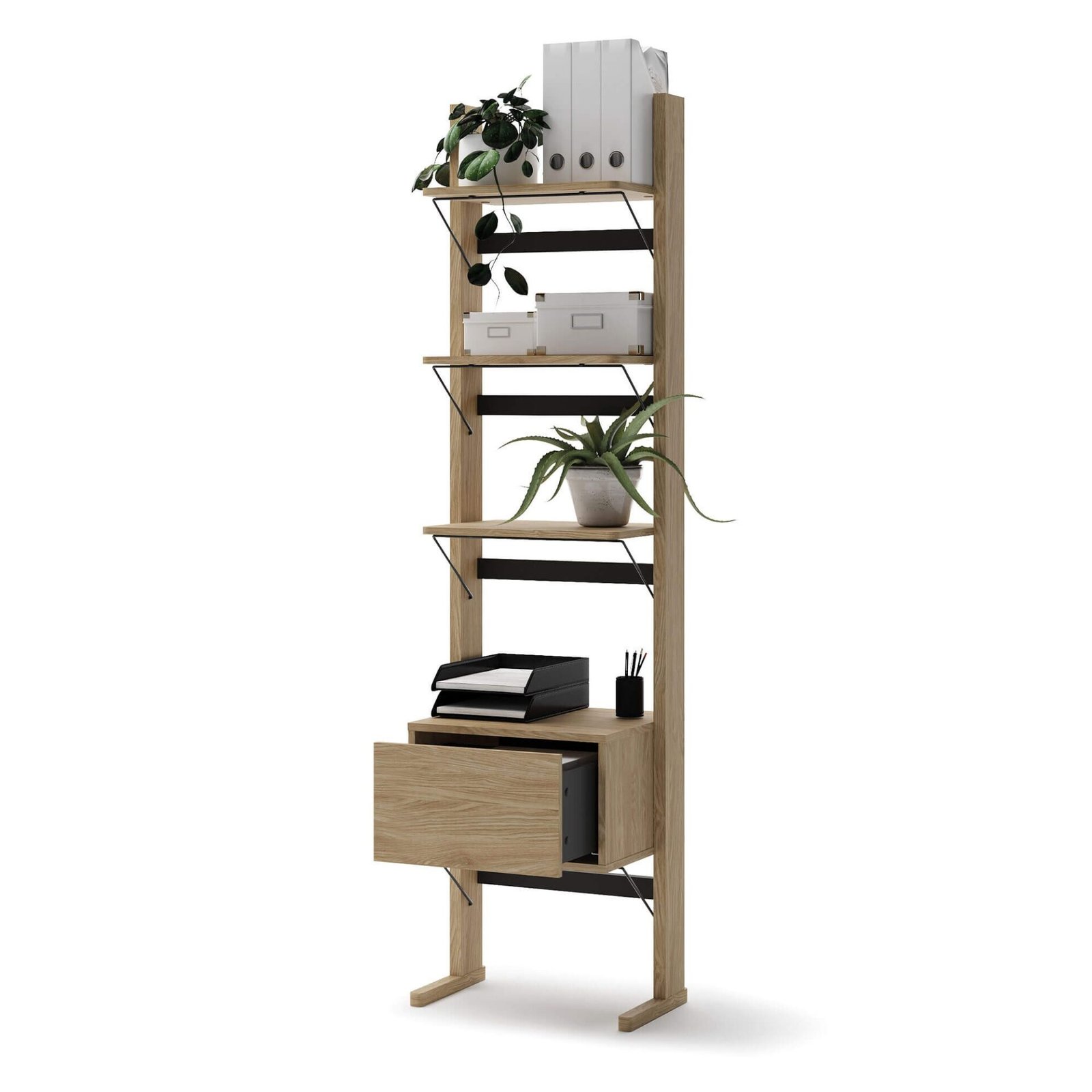 OLLIE OL-02 wooden shelf | 52x193x40 | Oiled oak, black - Image 4
