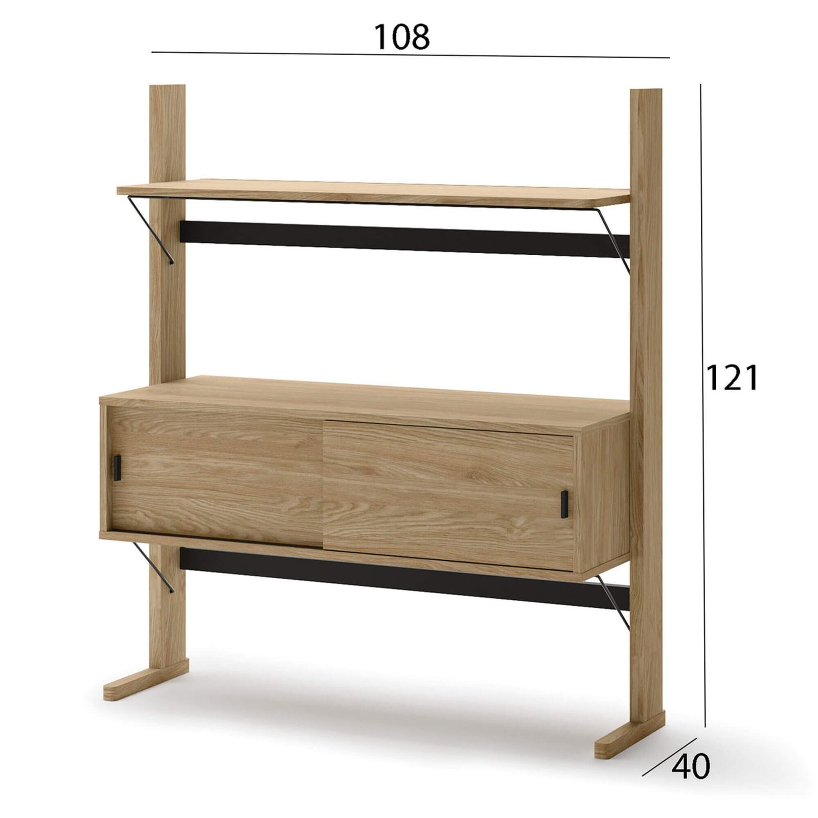 Low wooden shelf OLLIE OL-03 | 108x121x40 | Oiled oak, black - Image 7