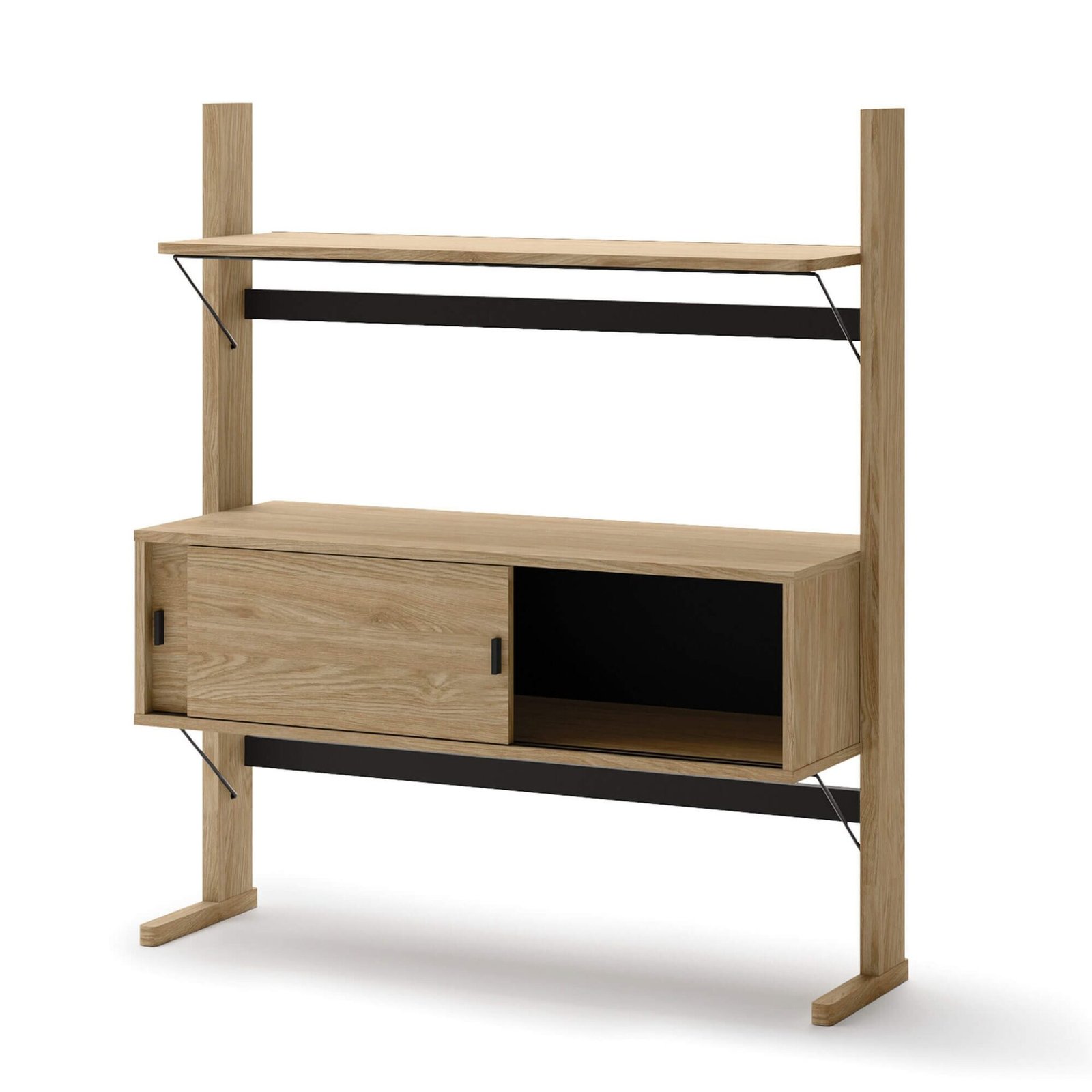 Low wooden shelf OLLIE OL-03 | 108x121x40 | Oiled oak, black - Image 3
