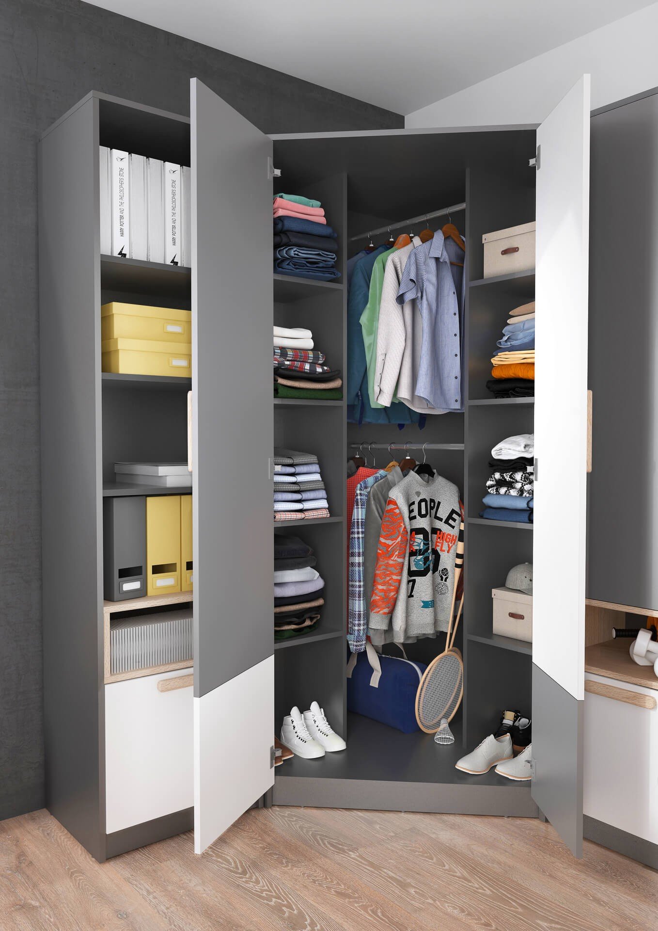 POK PO-07 bookshelf graphite/beech/gray/white - Image 5