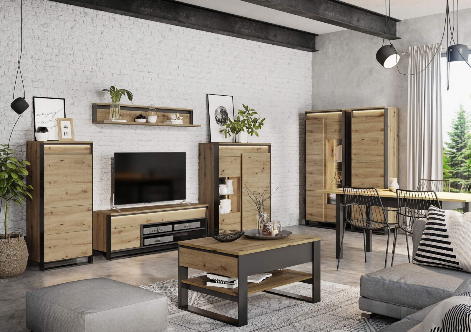 QUANT QA-02 wardrobe, oak/black - Image 2