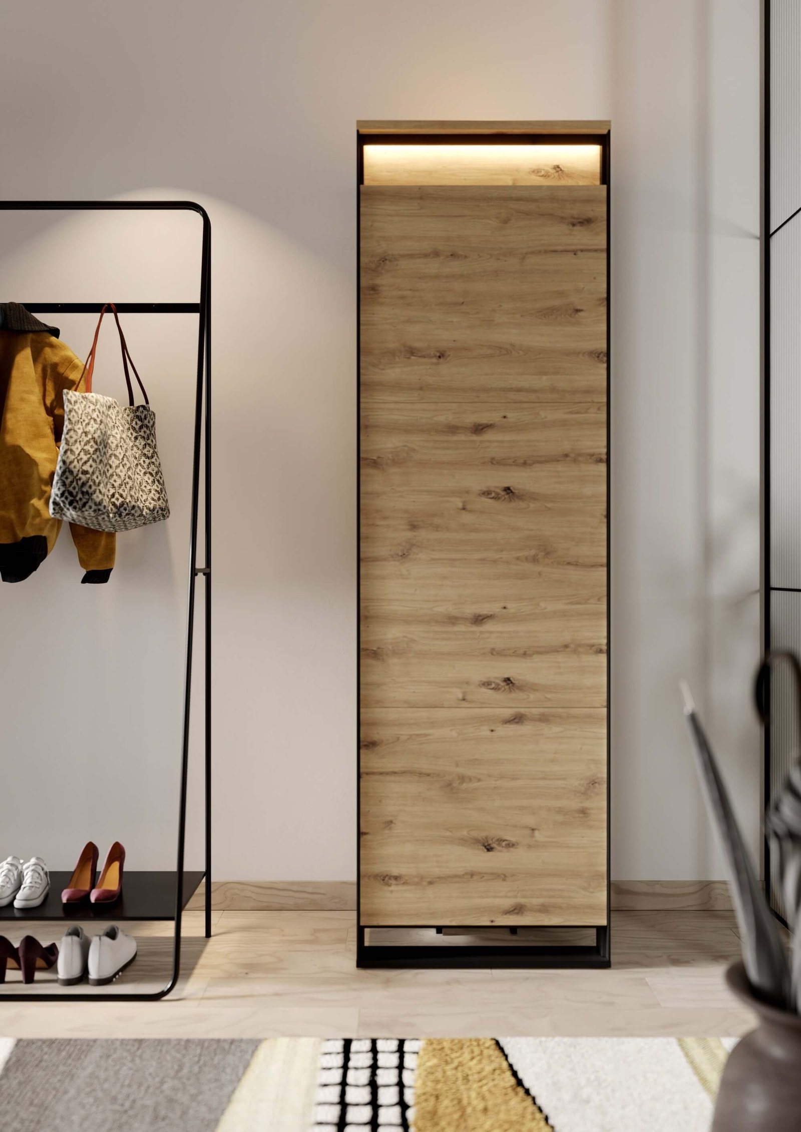 QUANT QG-01 1D hallway cabinet | LED lighting | Artisan oak, black - Image 2