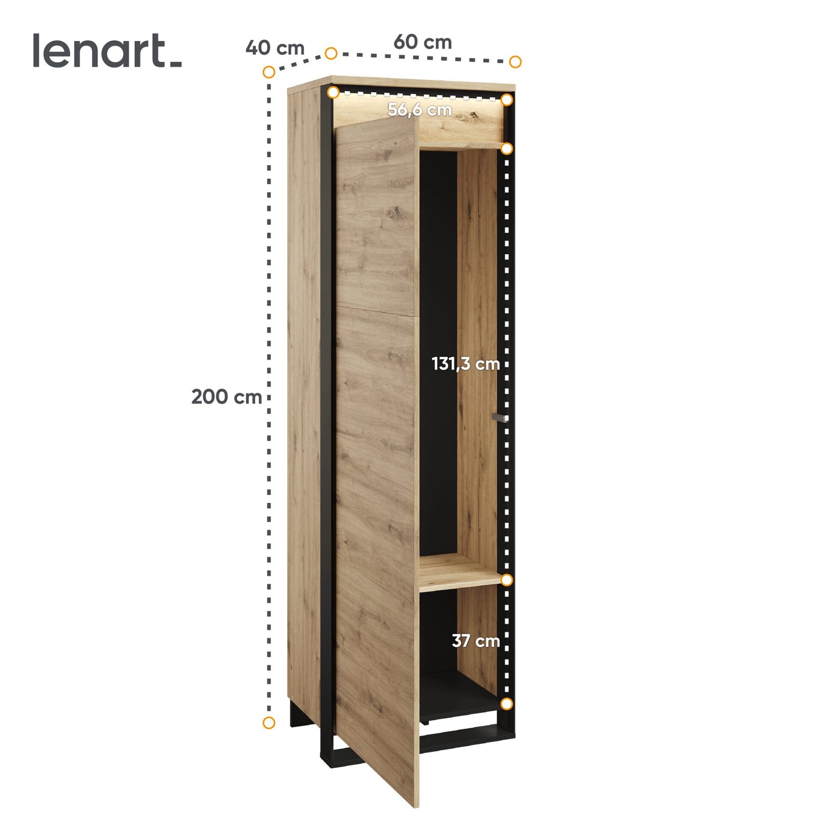 QUANT QG-01 1D hallway cabinet | LED lighting | Artisan oak, black - Image 6