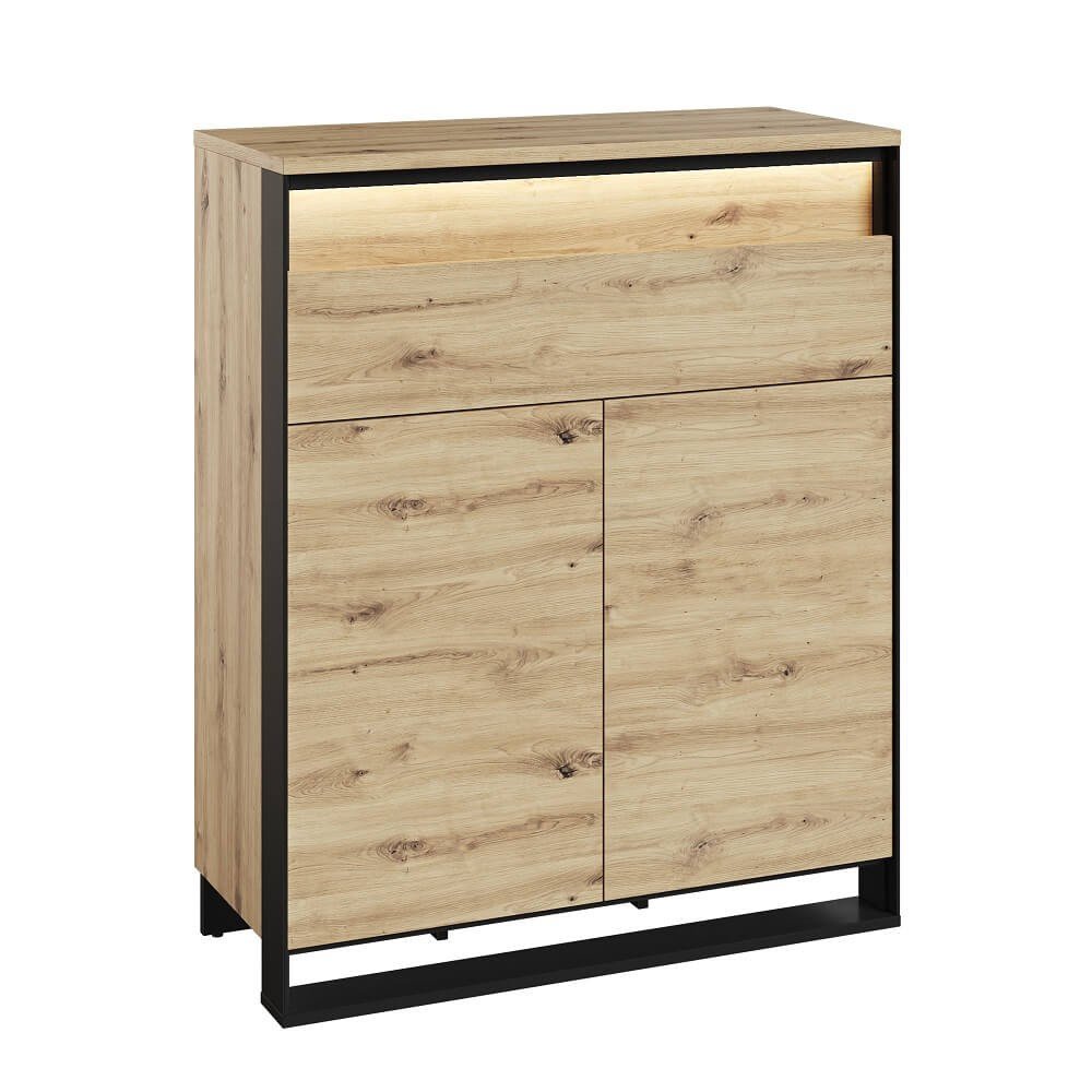 QUANT QG-02 2D1S Loft Chest of Drawers | LED Lighting | Artisan Oak, Black