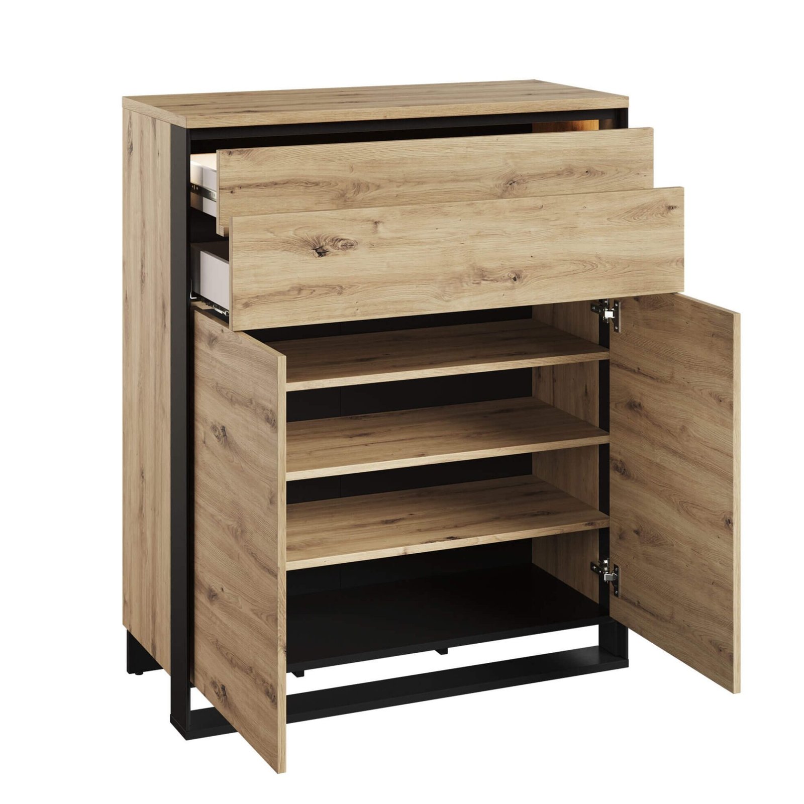 QUANT QG-02 2D1S Loft Chest of Drawers | LED Lighting | Artisan Oak, Black - Image 3