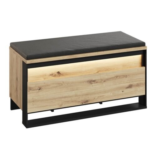 QUANT QG-03 92 Shoe cabinet with seat | LED lighting | Artisan oak, black