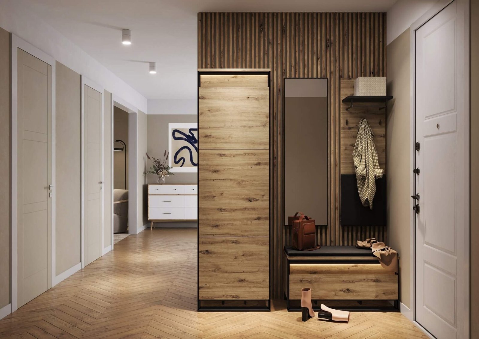 QUANT QG-03 92 Shoe cabinet with seat | LED lighting | Artisan oak, black - Image 2