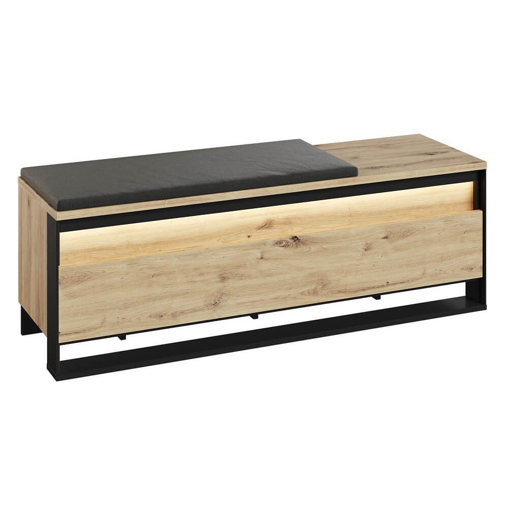 Shoe cabinet with seat QUANT QG-04 135 | LED lighting | Artisan oak, black