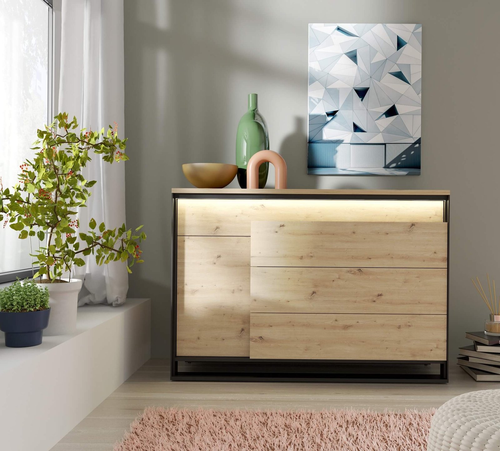 QUANT QS-04 chest of drawers, Artisan oak/black - Image 2