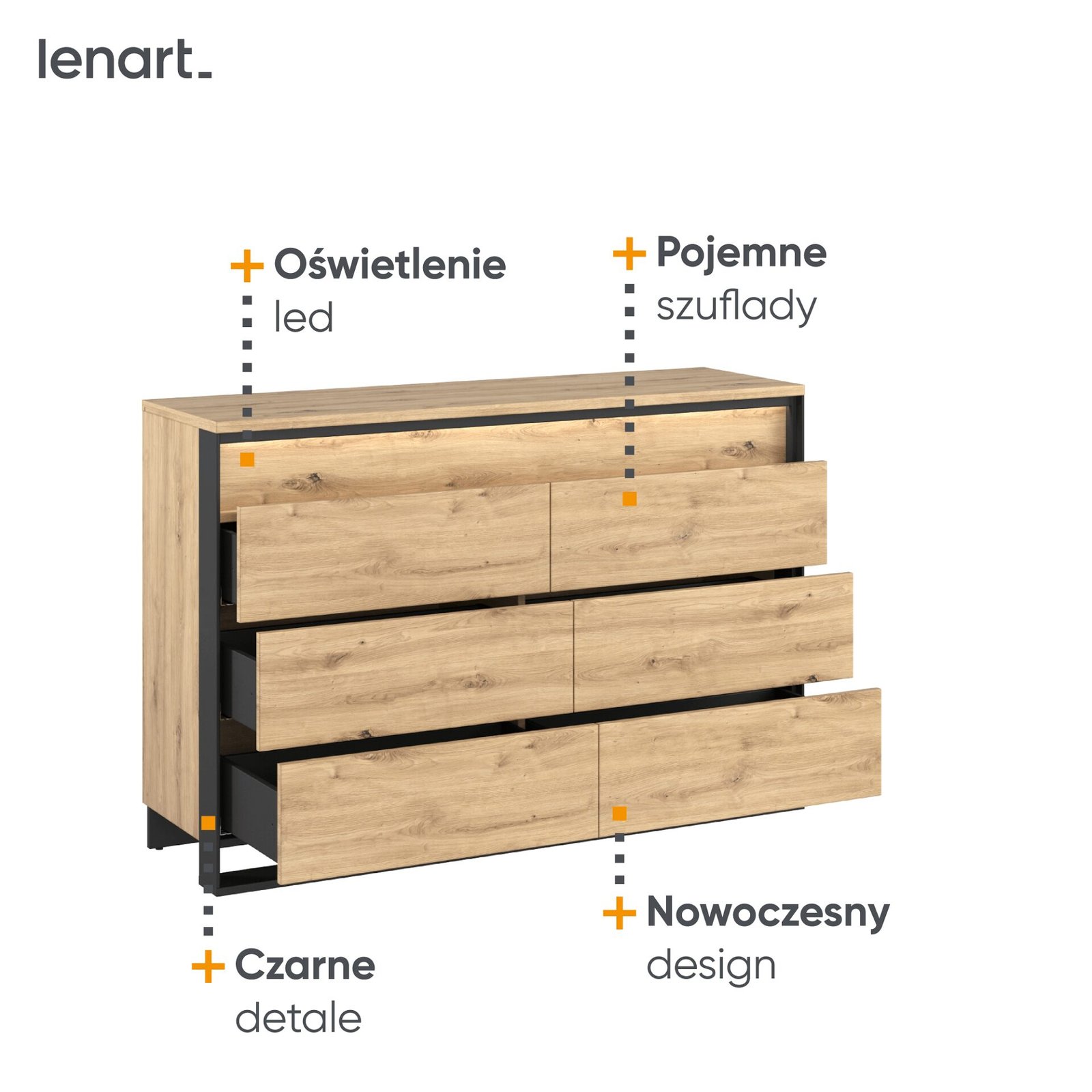 QUANT QS-04 chest of drawers, Artisan oak/black - Image 5
