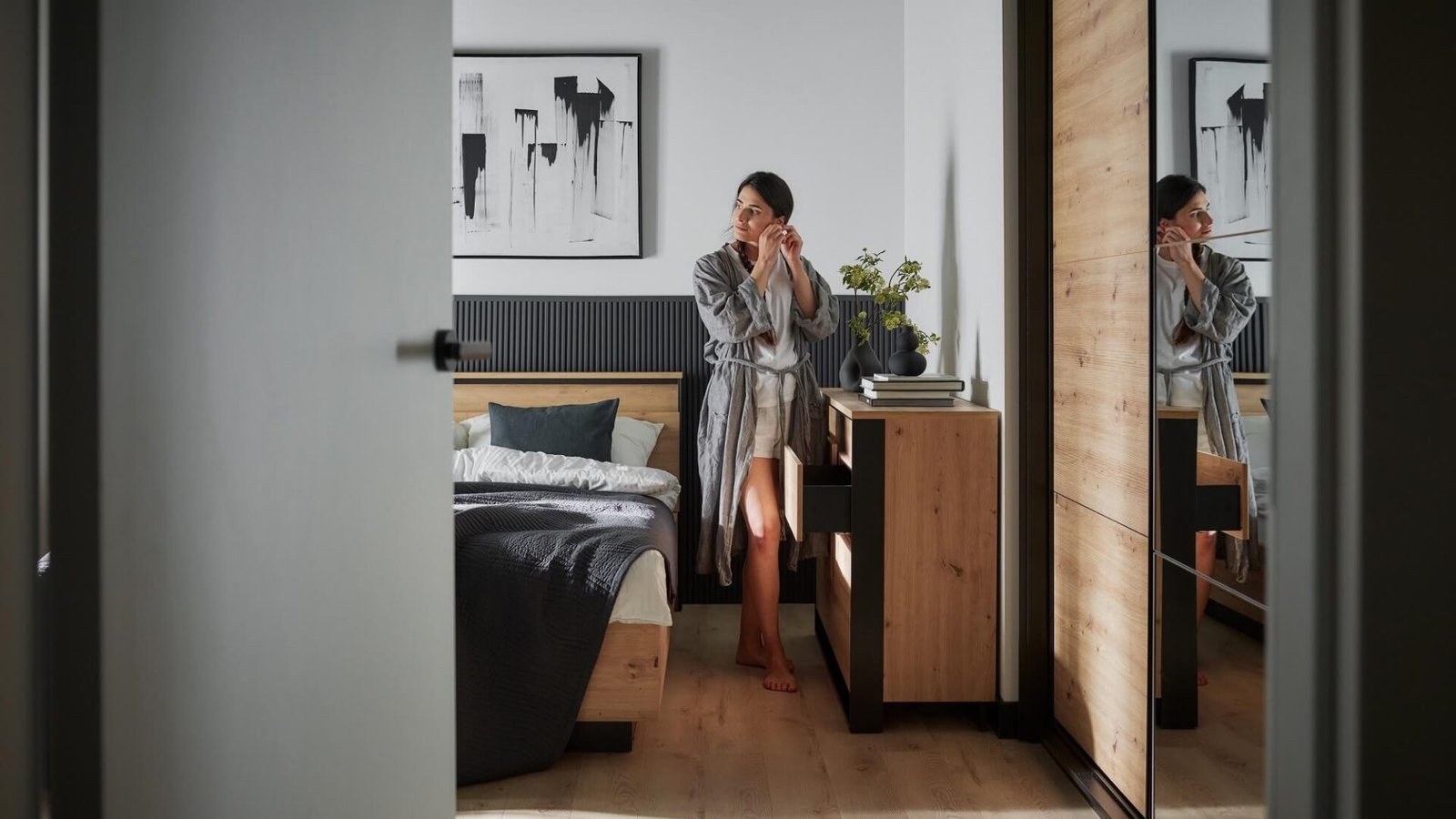 QUANT QS-04 chest of drawers, Artisan oak/black - Image 7