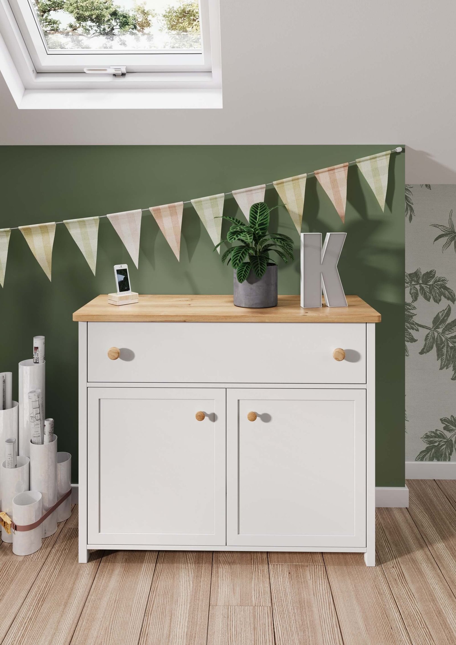 STORY SO-05 chest of drawers white / oak "Nash" - Image 2