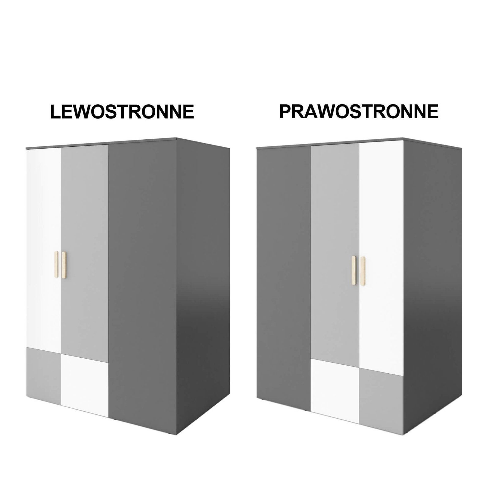 Corner wardrobe POK PO-00L/P graphite/beech/gray/white - Image 3