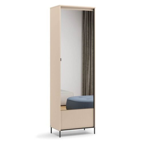 TREND TG-01 1D1K Hallway cabinet | LED lighting | Beige, black