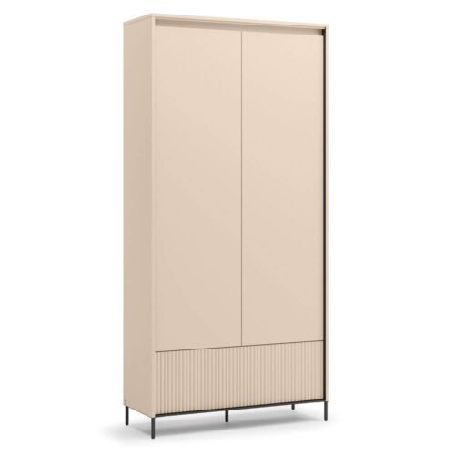 TREND TG-02 2D1S Two-door wardrobe | LED lighting | Beige, black