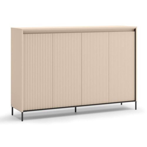TREND TG-04 4D milled chest of drawers | LED lighting | Beige, black