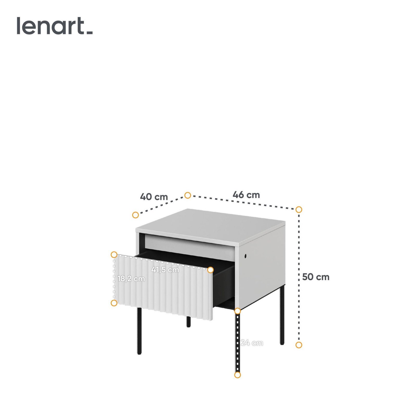 TREND 10-piece milled bedside table set | White, black legs - Image 7