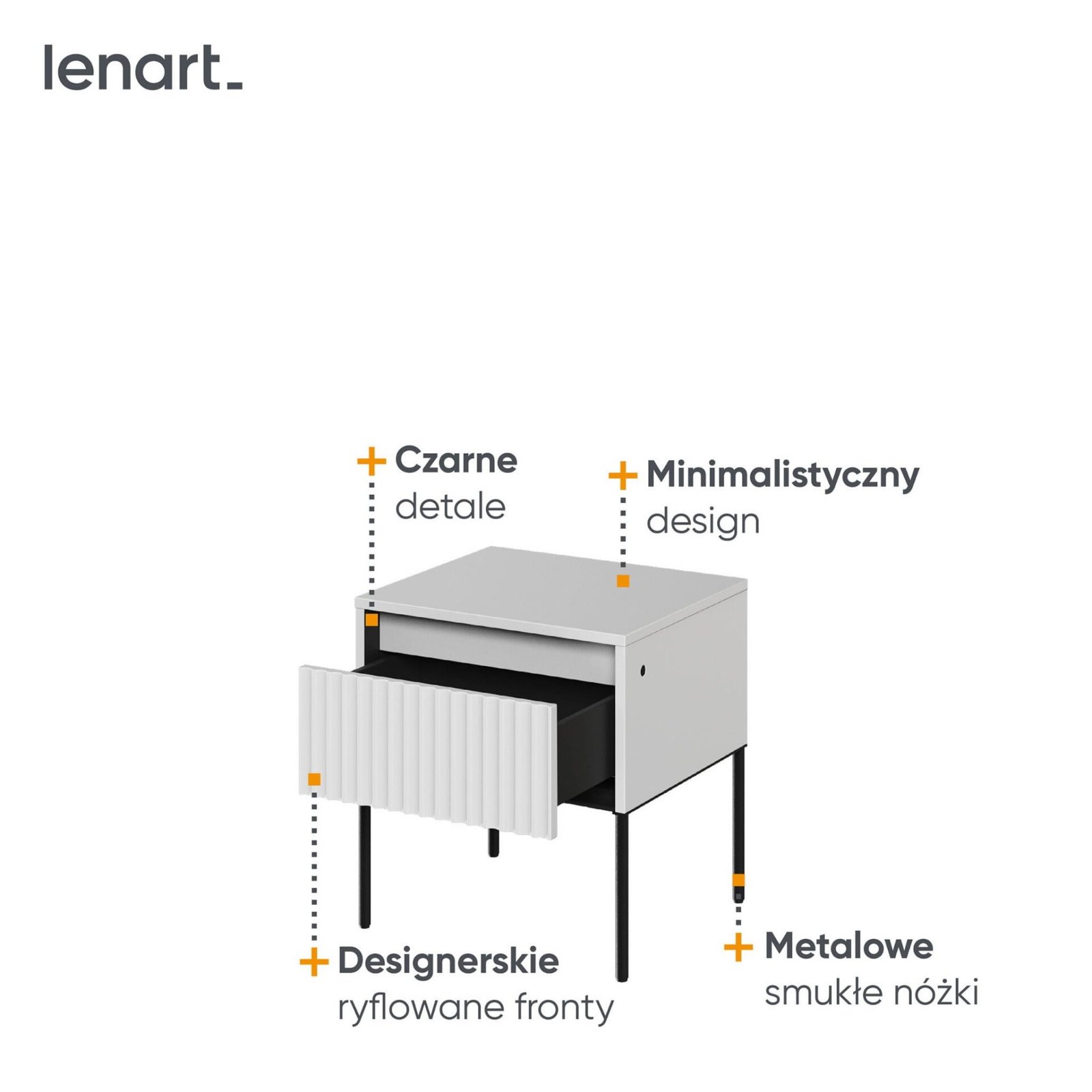 TREND 10-piece milled bedside table set | White, black legs - Image 6