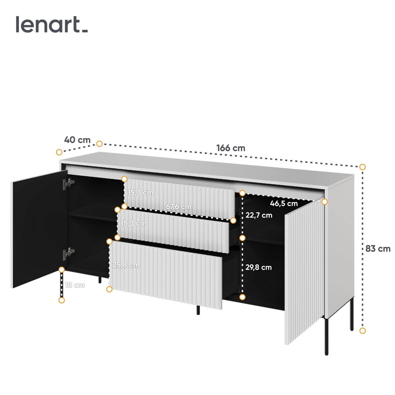 TREND 01 chest of drawers with grooves, white/black legs - Image 7