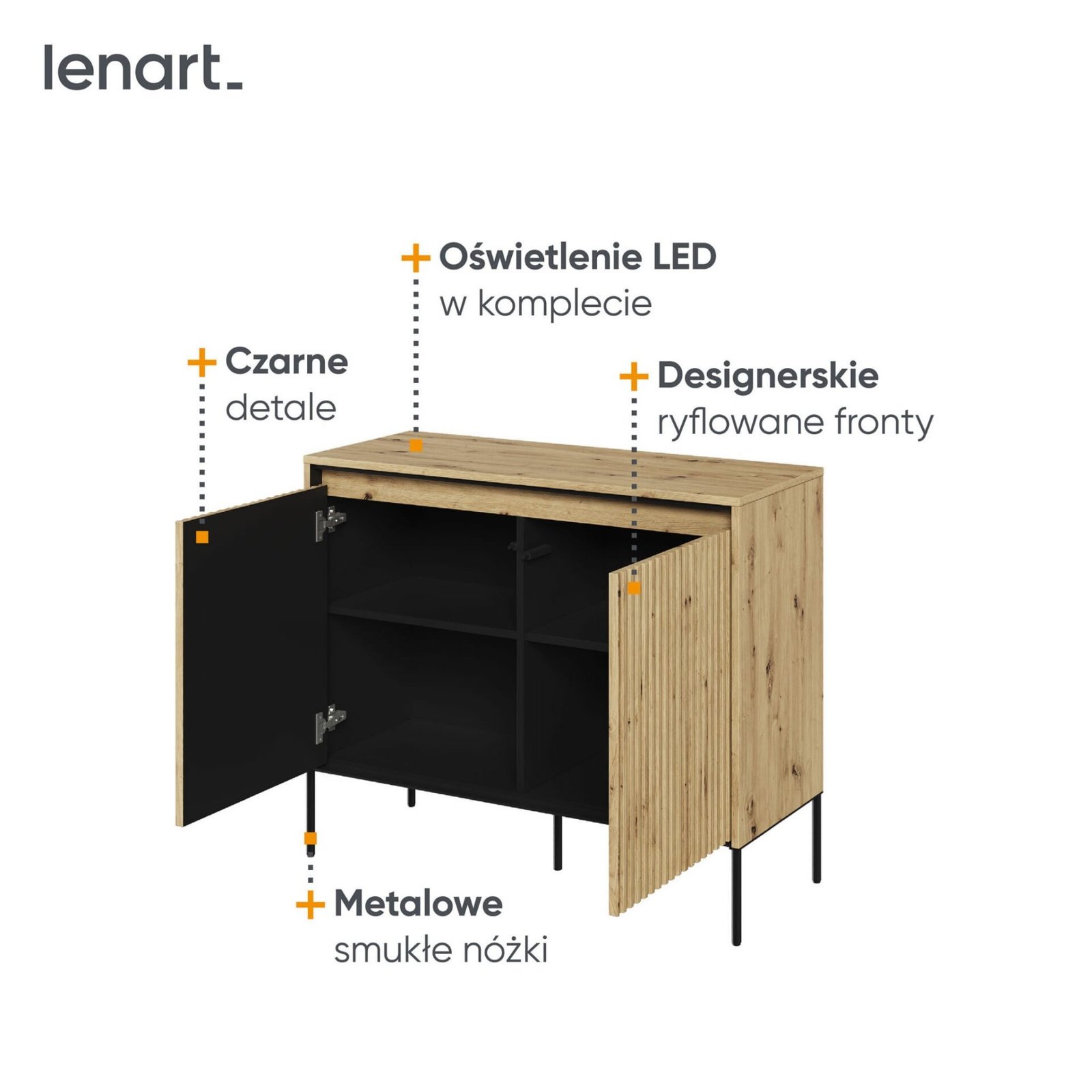 TREND 02 milled chest of drawers, artistic oak/black legs - Image 7