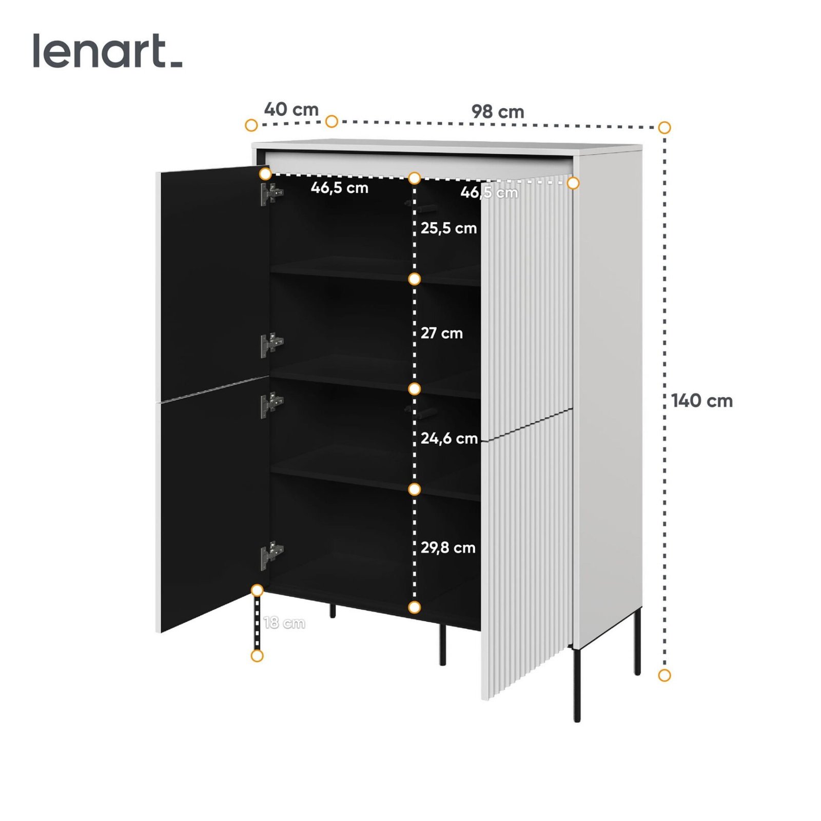 TREND 03 tall chest of drawers, white/black legs - Image 7