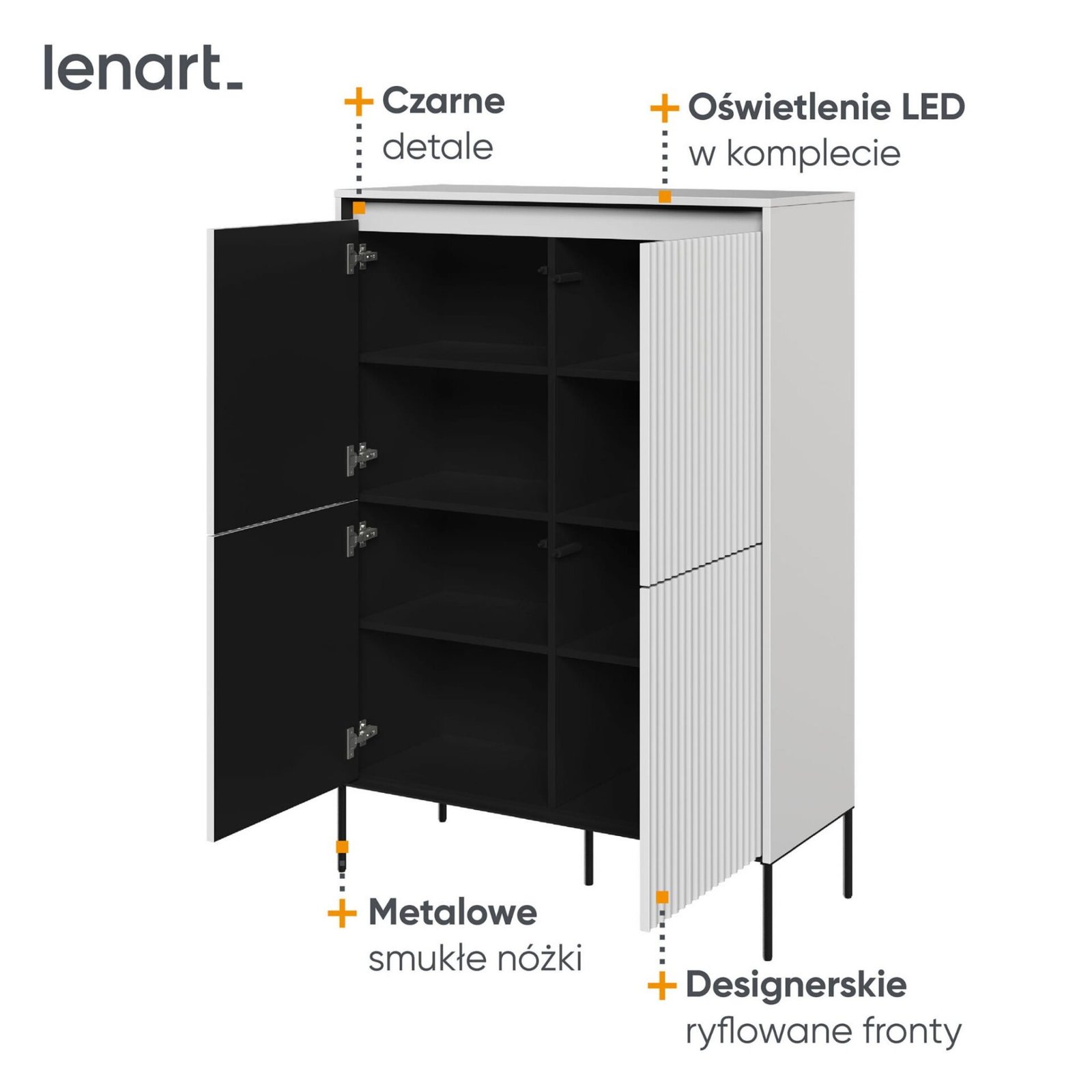 TREND 03 tall chest of drawers, white/black legs - Image 6
