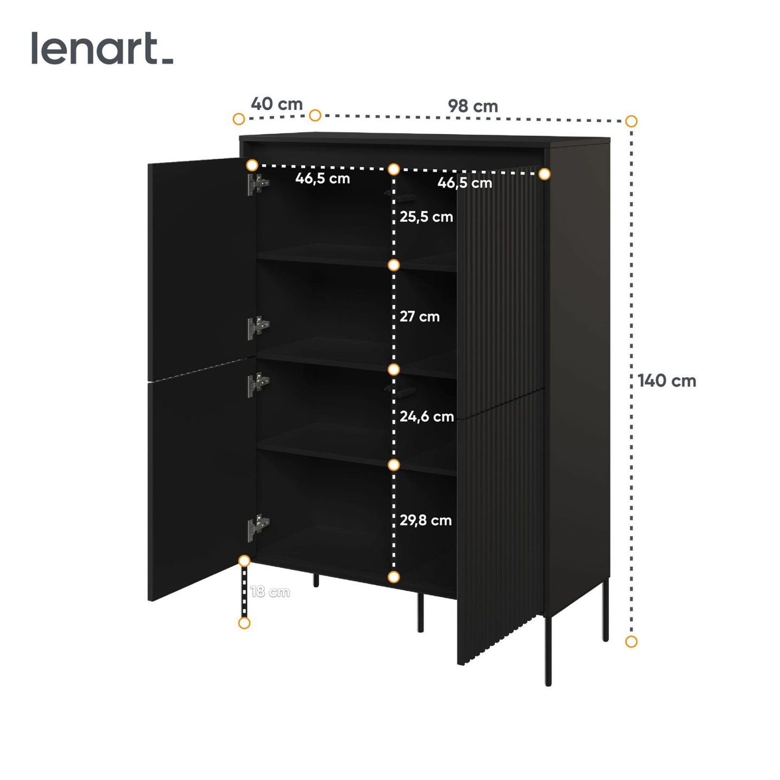 TREND 03 high chest of drawers, black/black legs - Image 6