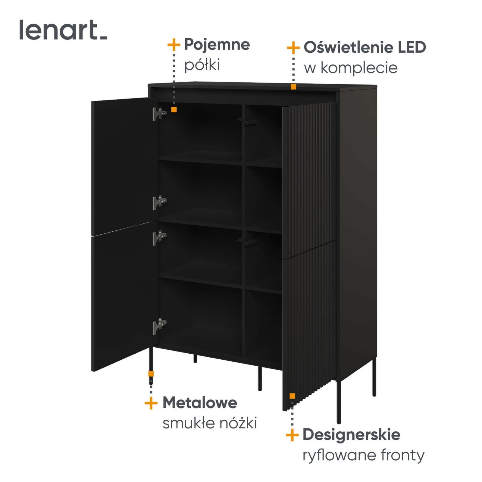 TREND 03 high chest of drawers, black/black legs - Image 5