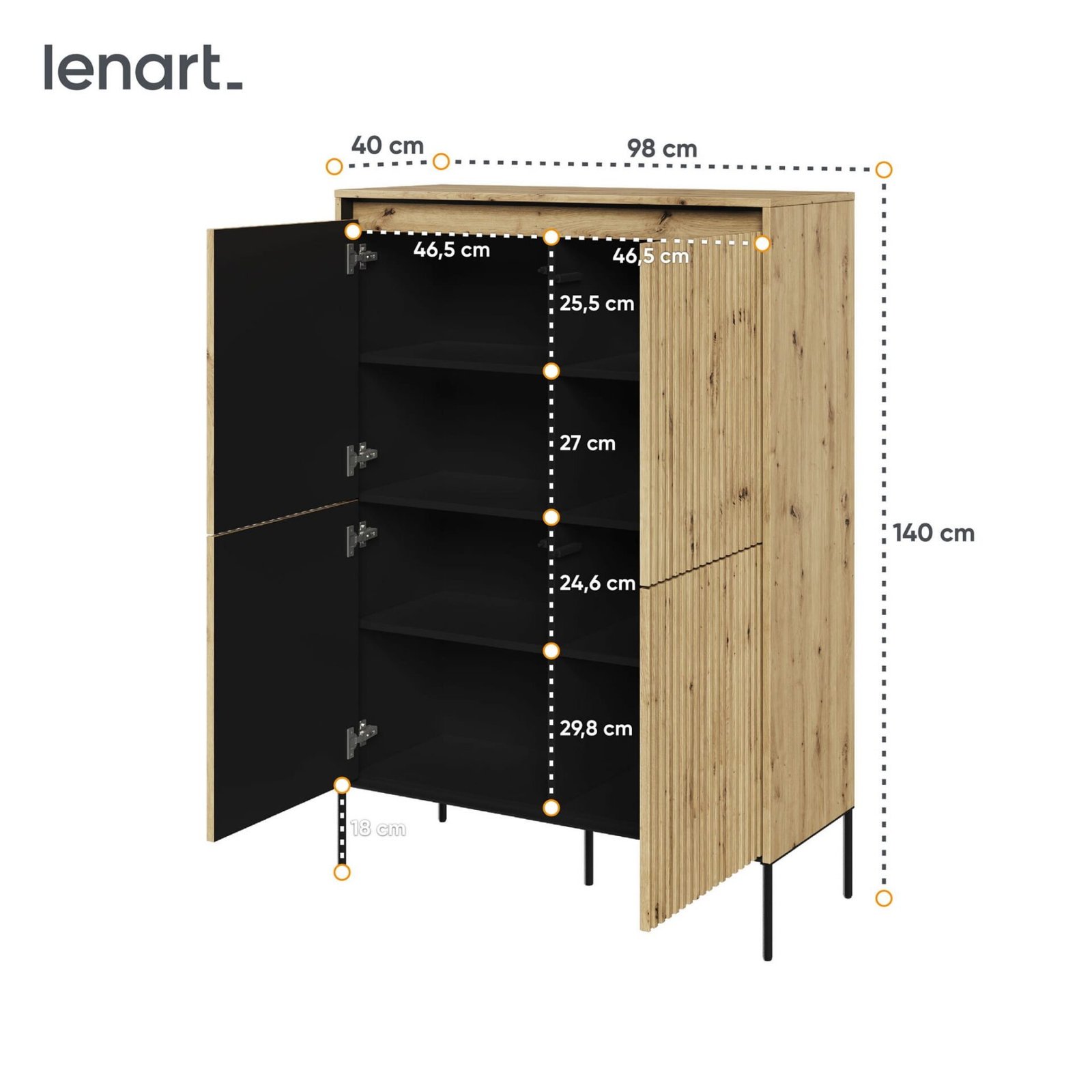 TREND 03 high chest of drawers, oak / black legs - Image 6