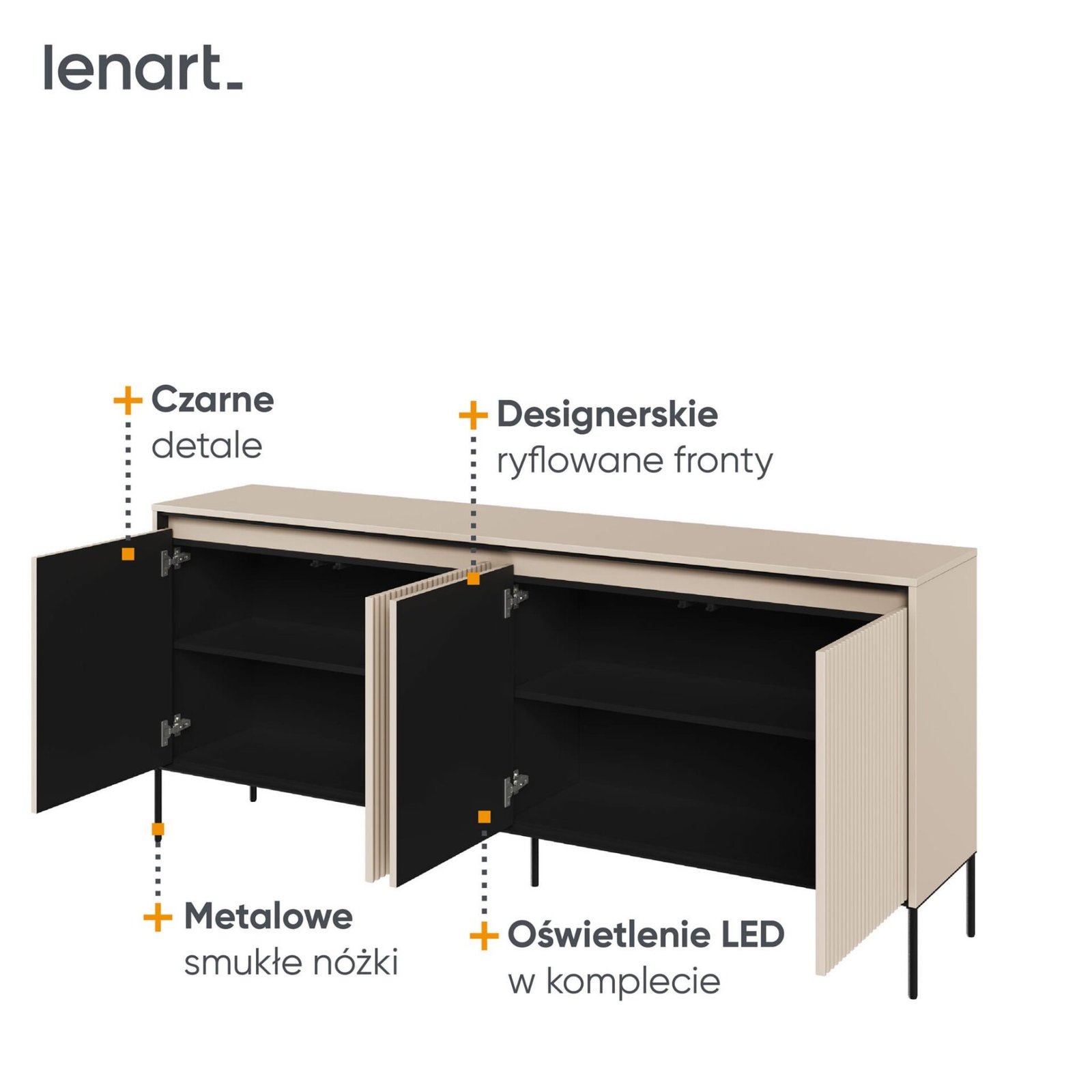 TREND 04 ribbed chest of drawers, beige / black legs - Image 6