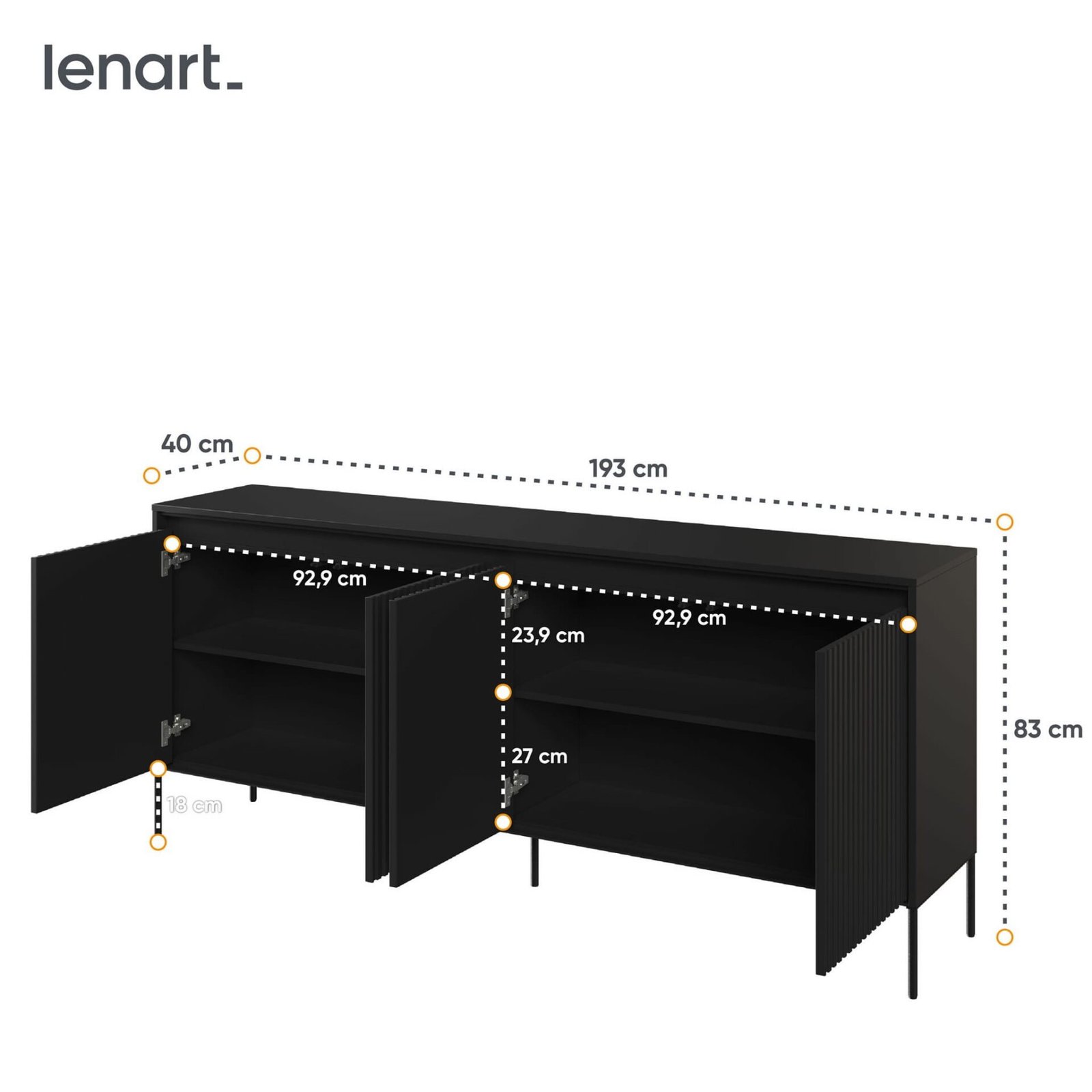 TREND 04 chest of drawers with grooves, black/black legs - Image 5