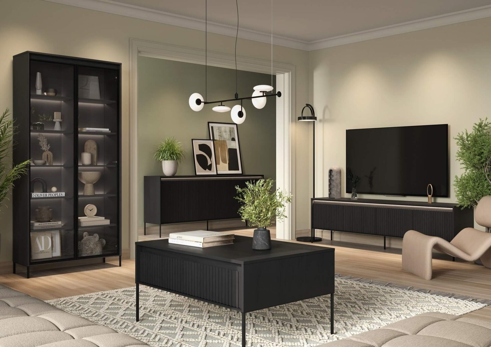 Display case with lighting TREND 07 black/black legs - Image 2
