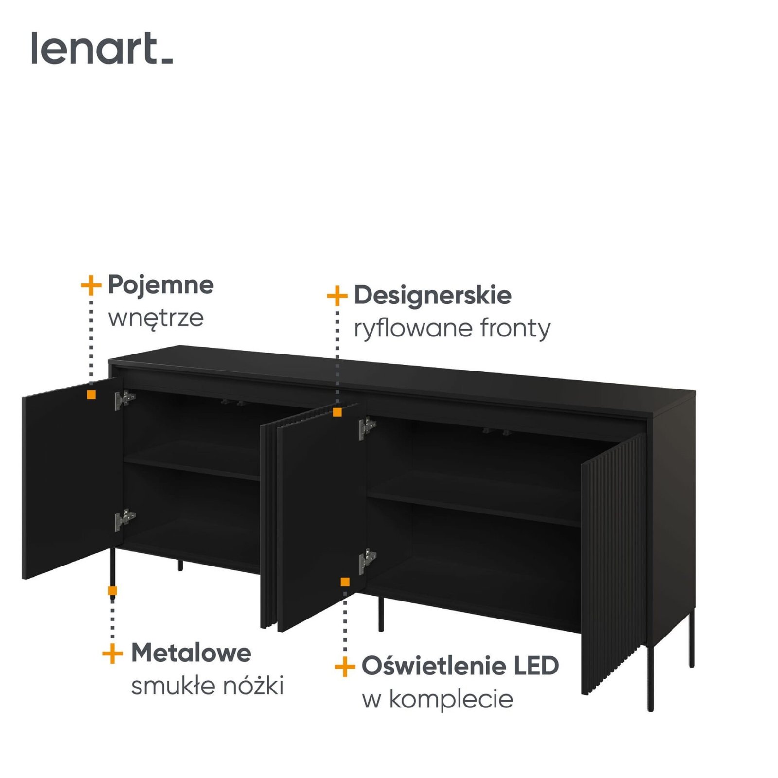 TREND 04 chest of drawers with grooves, black/black legs - Image 4