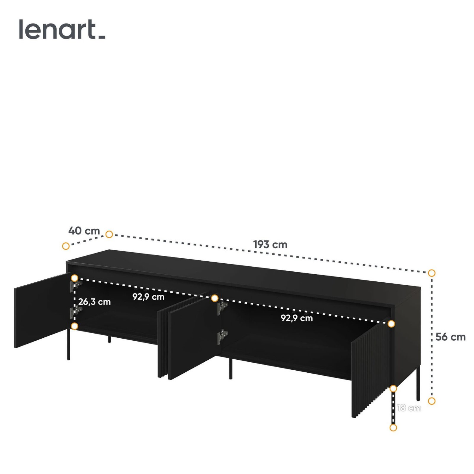 Grooved TV cabinet TREND 06 black/black legs - Image 7