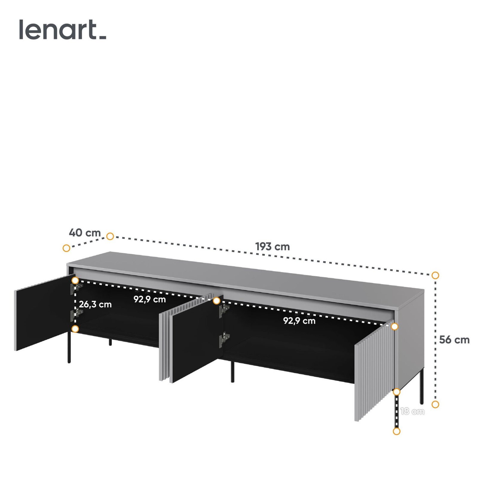 Grooves TV cabinet TREND 06 gray/black legs - Image 6