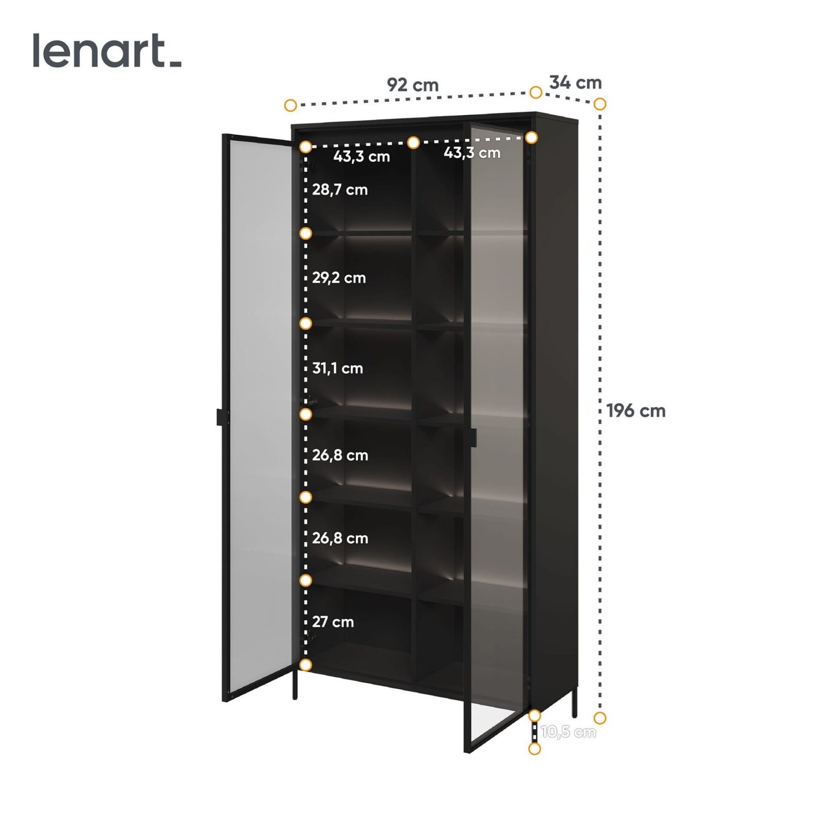 Display case with lighting TREND 07 black/black legs - Image 6