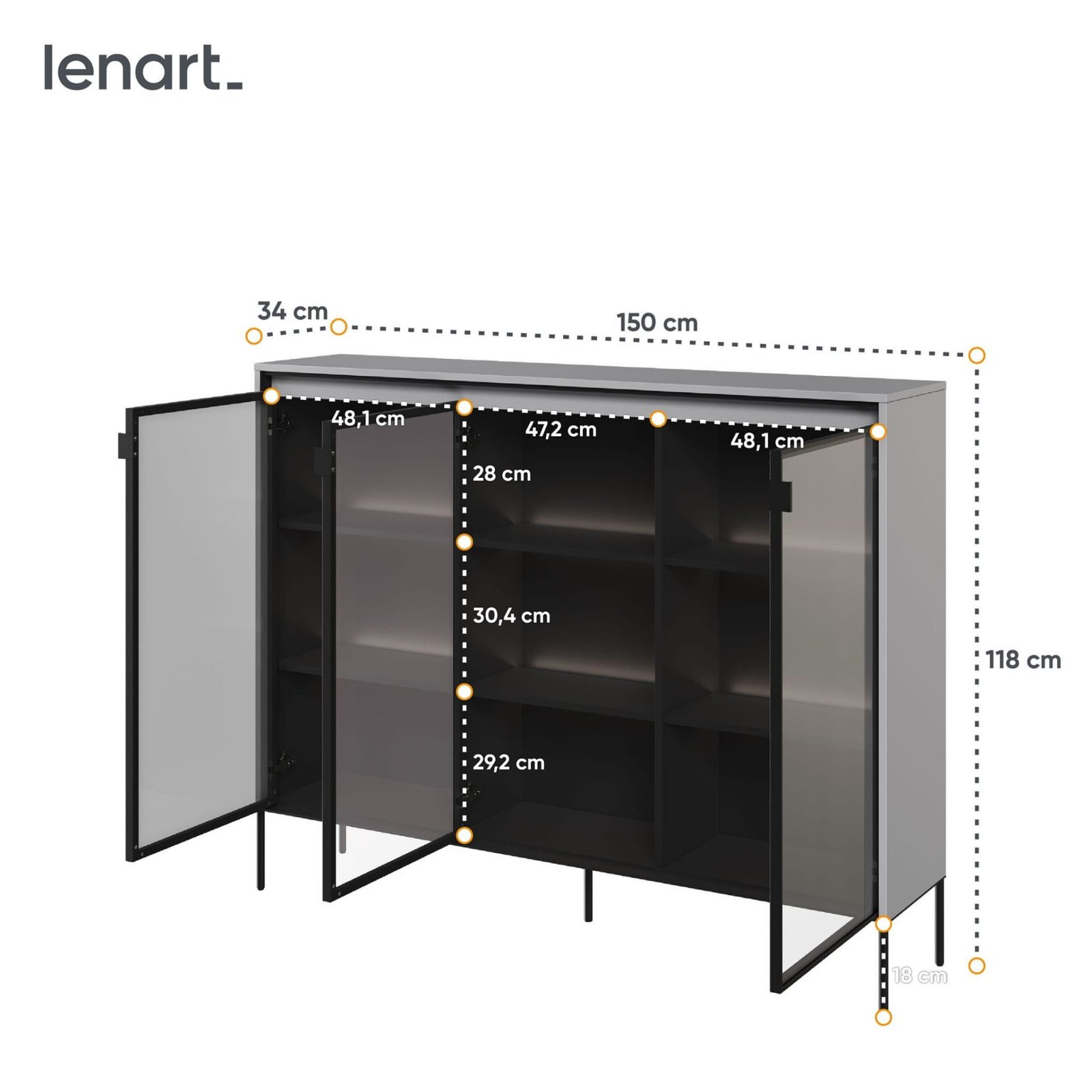 TREND 08 glass display case, grey/black legs - Image 5