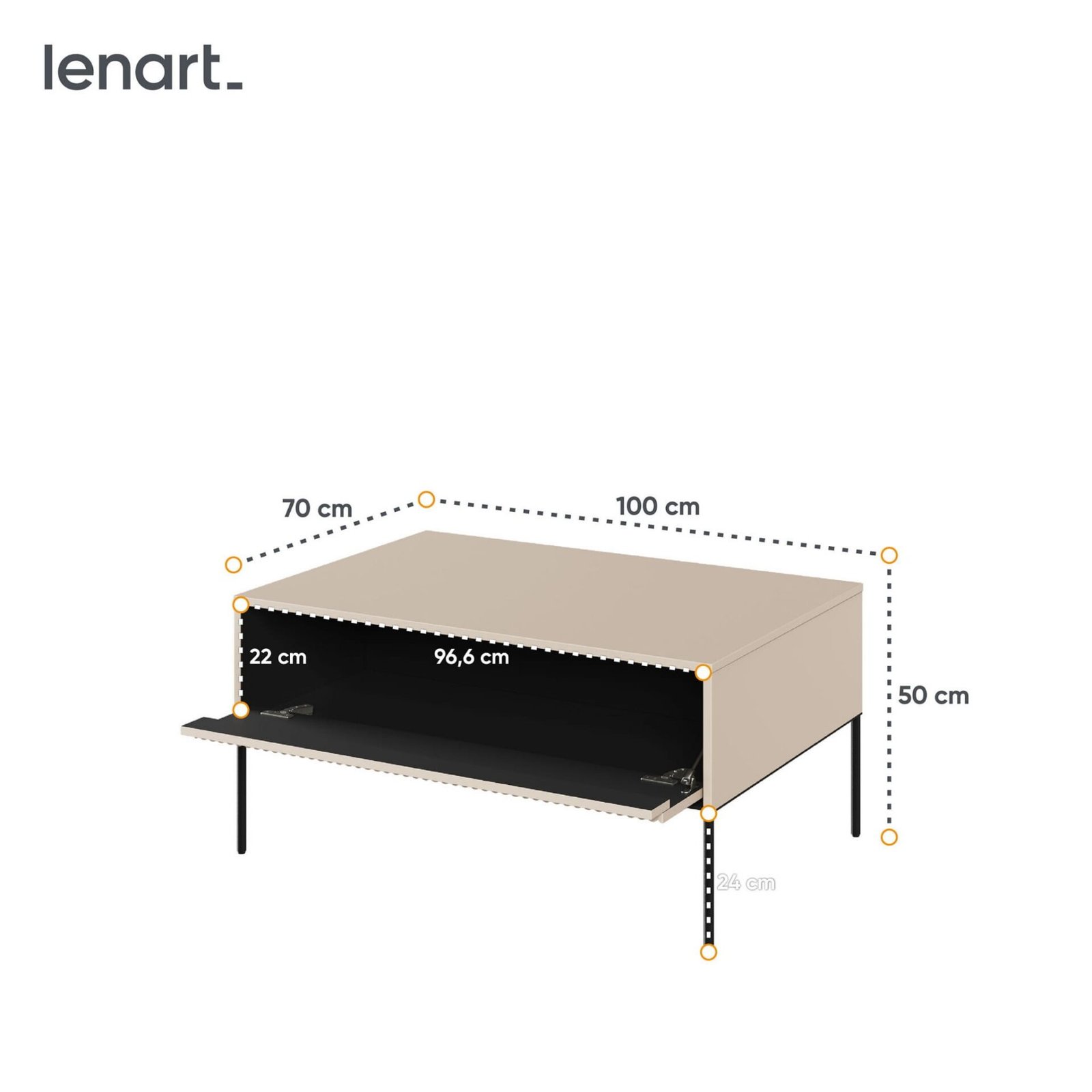 TREND 09 milled coffee table, beige / black legs - Image 7