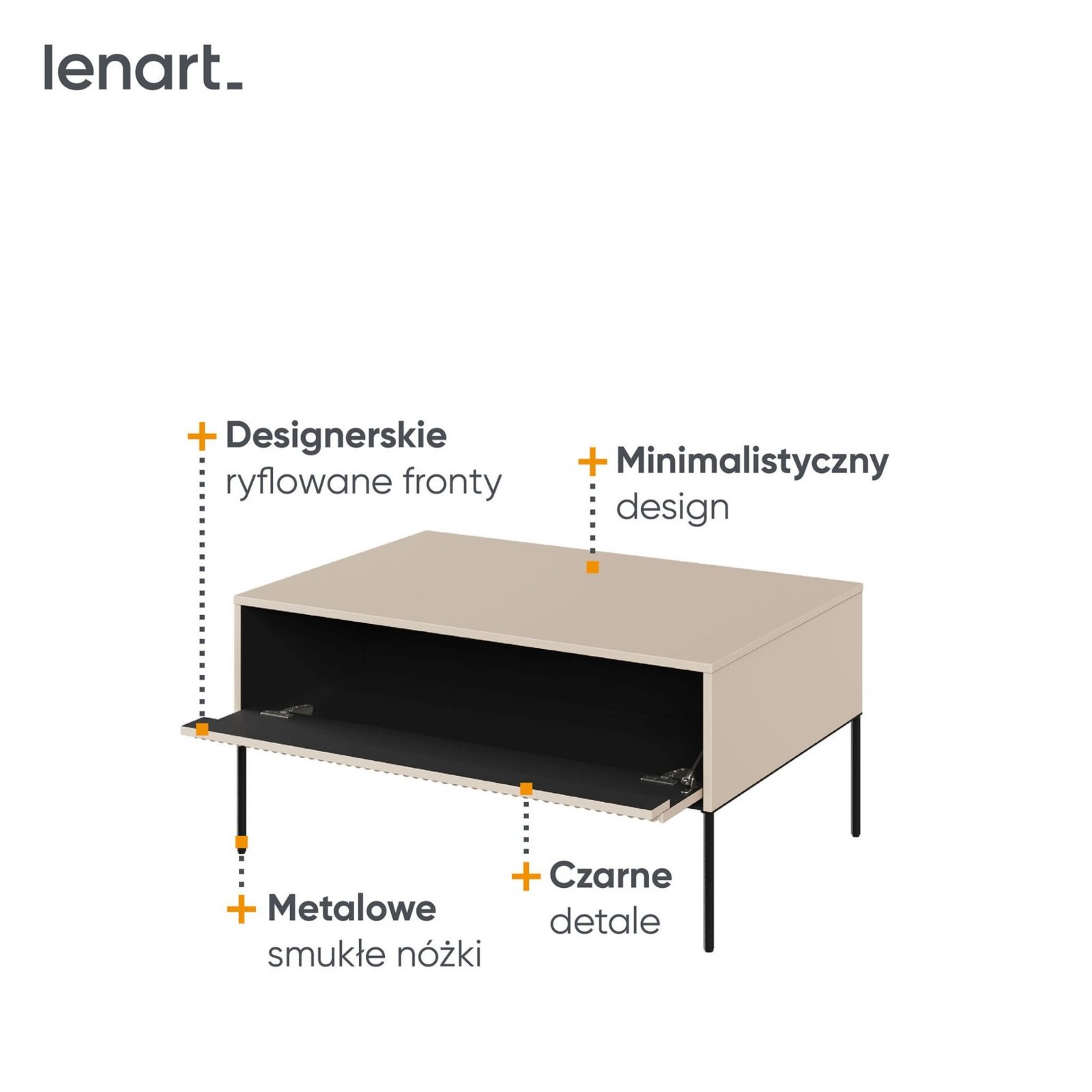 TREND 09 milled coffee table, beige / black legs - Image 6