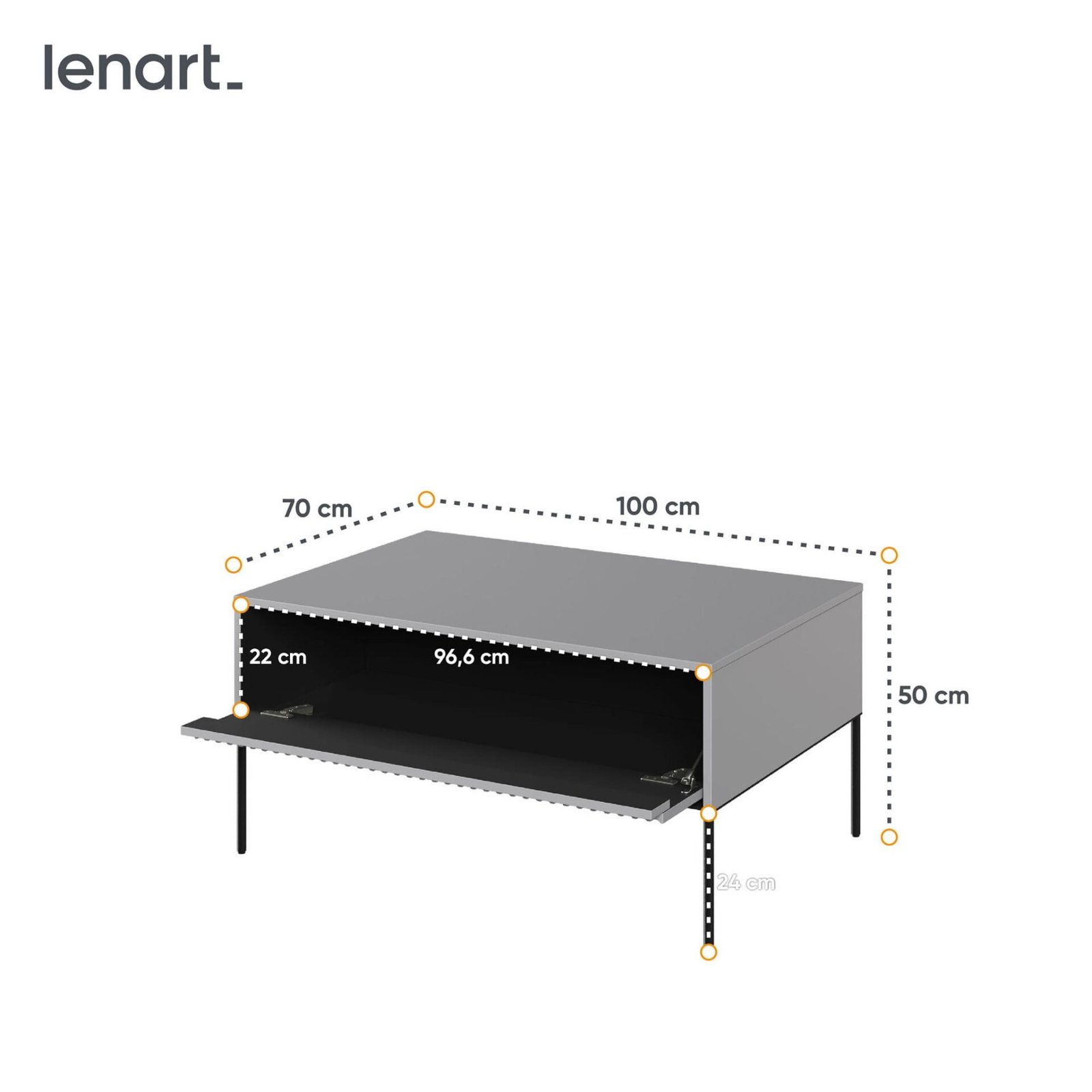 TREND 09 milled coffee table, gray/black legs - Image 6
