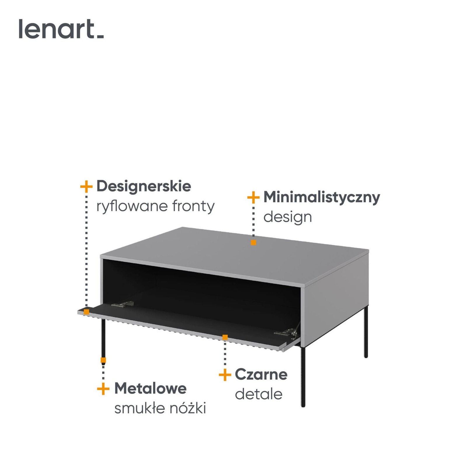 TREND 09 milled coffee table, gray/black legs - Image 5