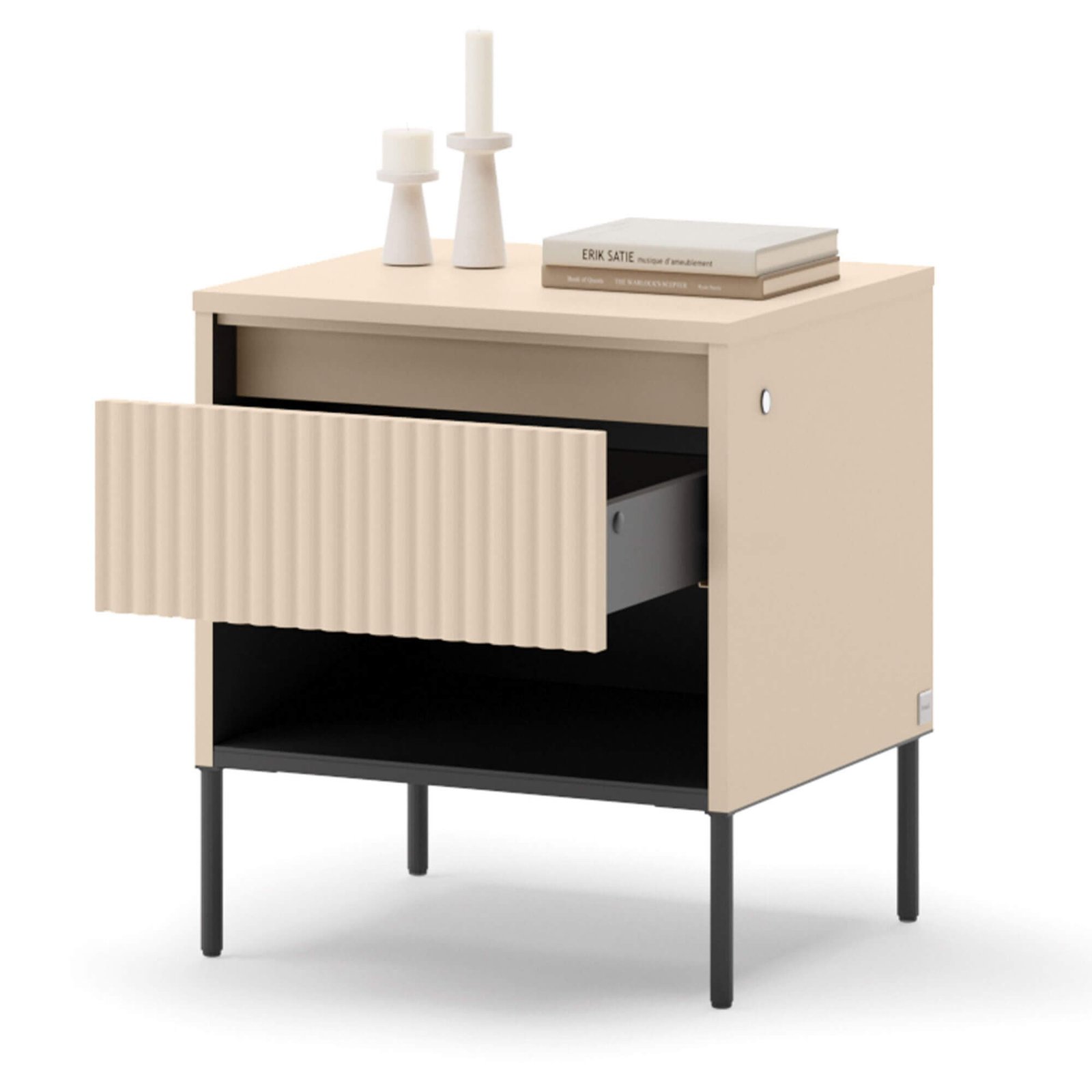 TREND TS-10 1S bedside table | LED lighting | beige, black - Image 5