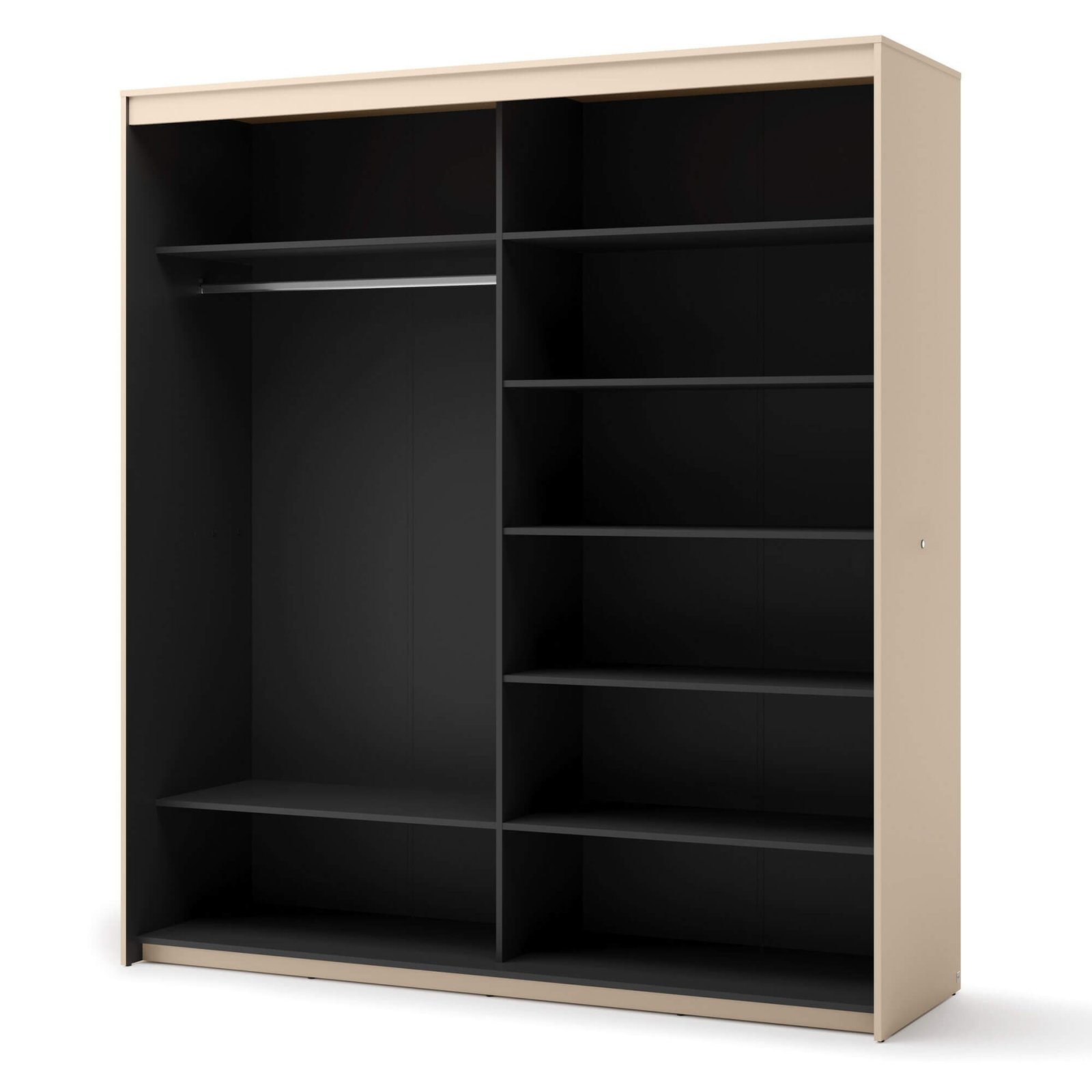 TREND TS-01 2D sliding wardrobe | Mirror, LED lighting | Beige, black - Image 4