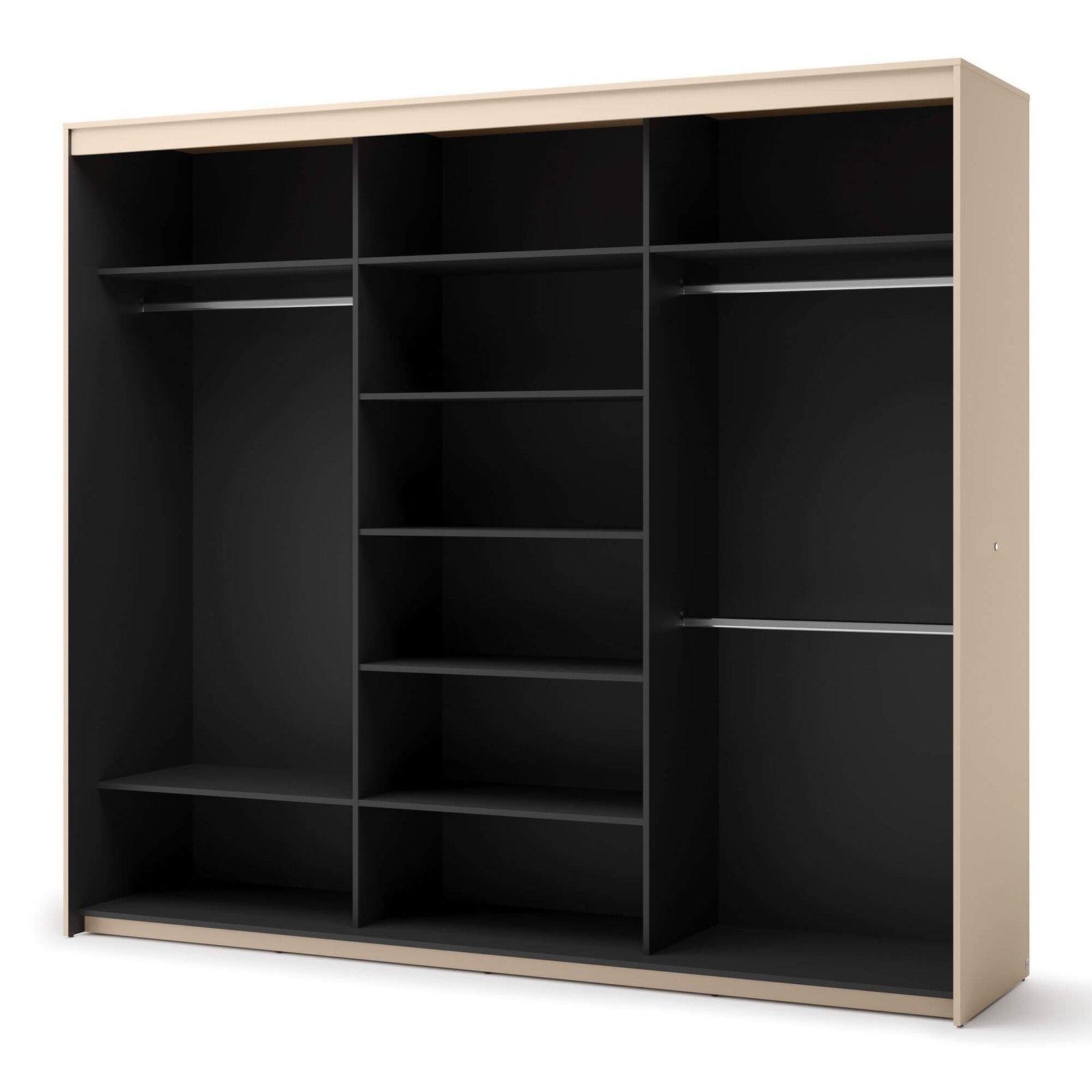 TREND TS-02 3D sliding wardrobe | Mirror, LED lighting | Beige, black - Image 4